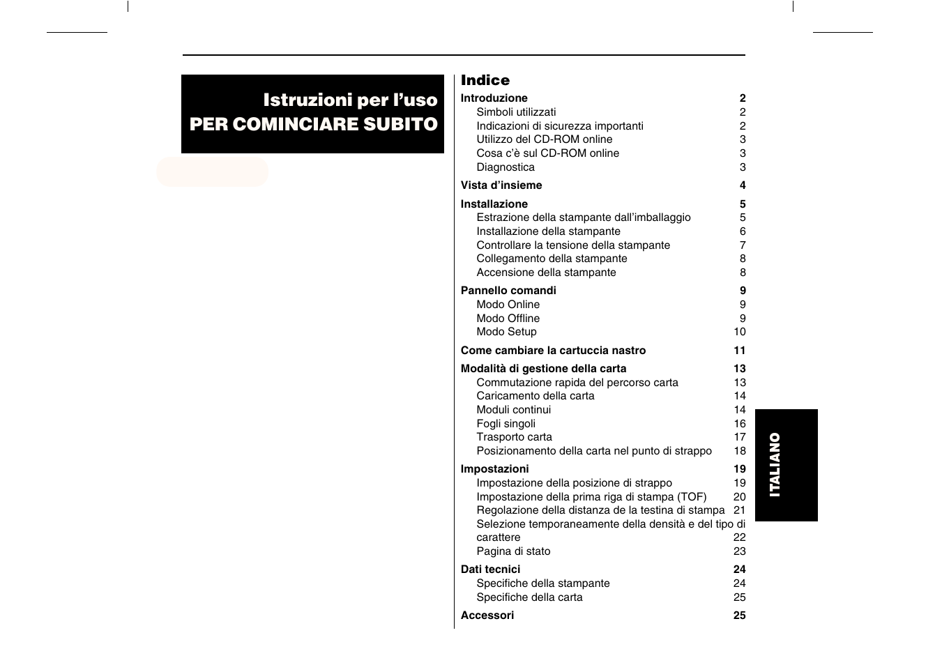 Istruzioni per l’uso per cominciare subito, Indice | Dascom T2150 Quick Start Guide User Manual | Page 81 / 134