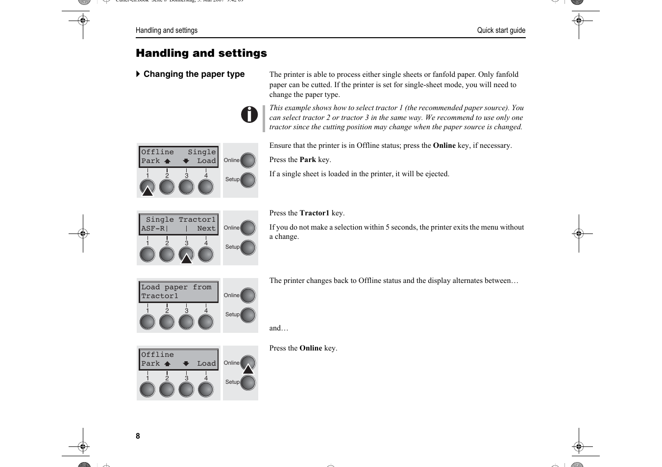 Handling and settings | Dascom T2150S Quick Start Guide Cutter Option User Manual | Page 12 / 104