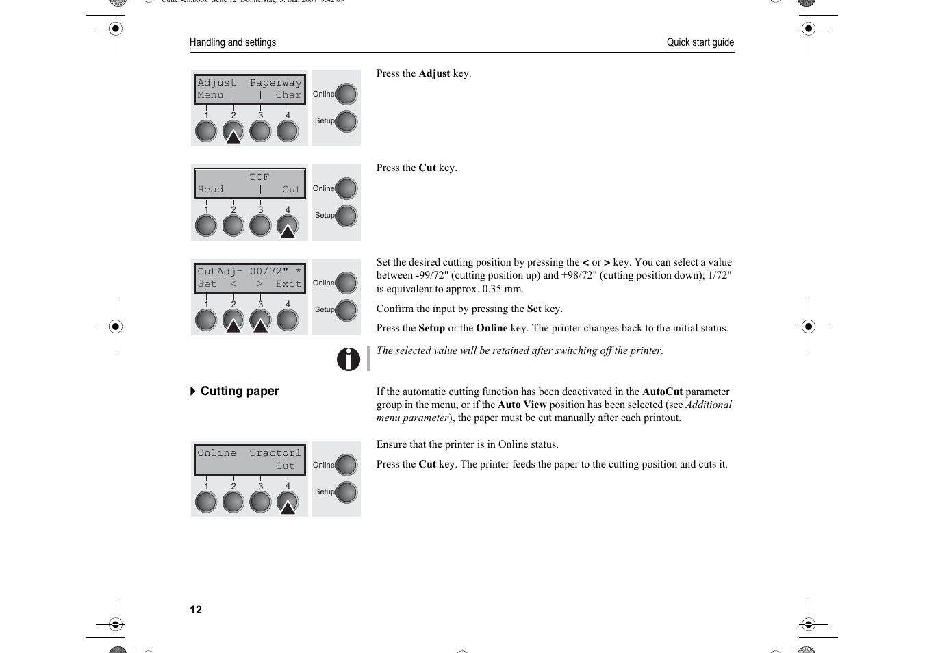 Dascom T2150S Quick Start Guide Cutter Option User Manual | Page 16 / 104