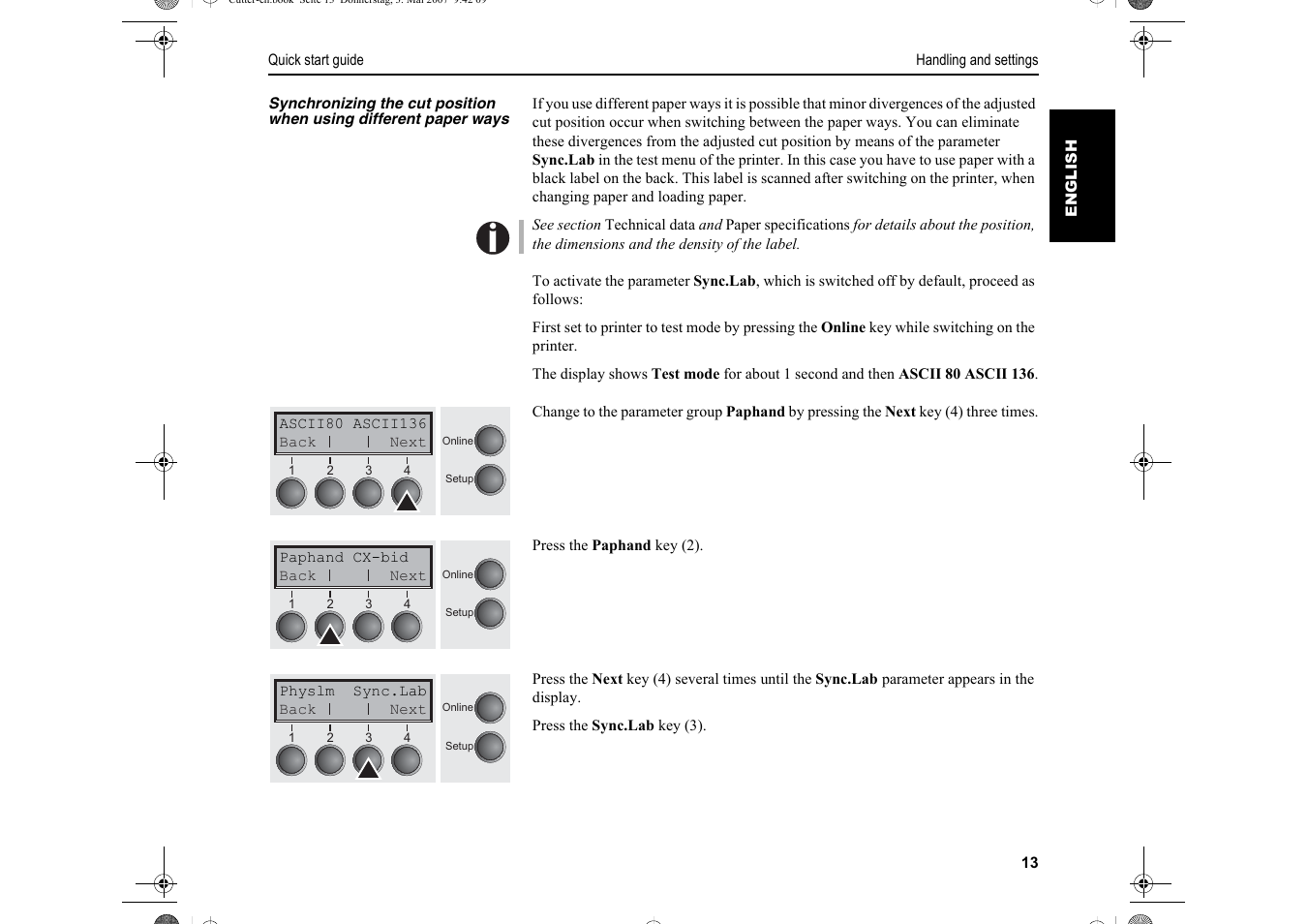 Dascom T2150S Quick Start Guide Cutter Option User Manual | Page 17 / 104