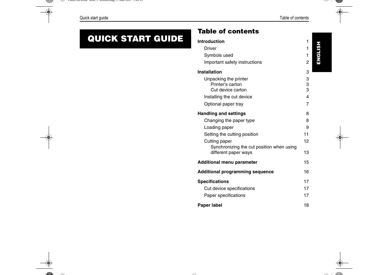 Dascom T2150S Quick Start Guide Cutter Option User Manual | Page 3 / 104