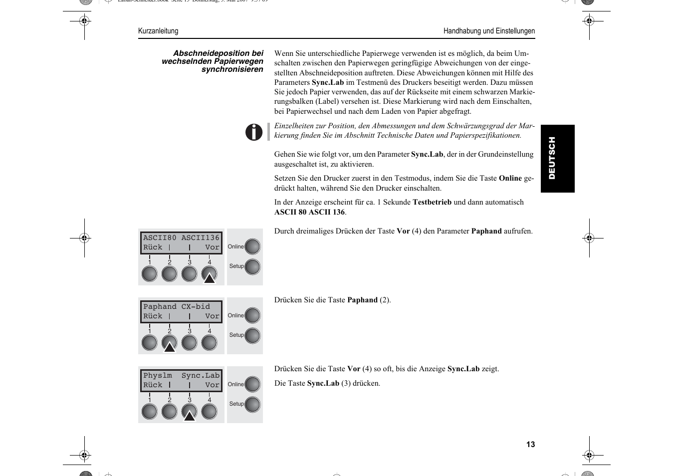 Dascom T2150S Quick Start Guide Cutter Option User Manual | Page 37 / 104