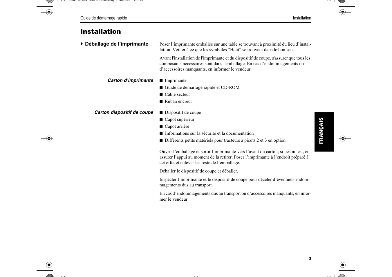 Installation | Dascom T2150S Quick Start Guide Cutter Option User Manual | Page 47 / 104