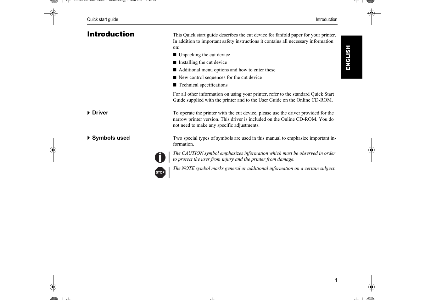 Introduction | Dascom T2150S Quick Start Guide Cutter Option User Manual | Page 5 / 104