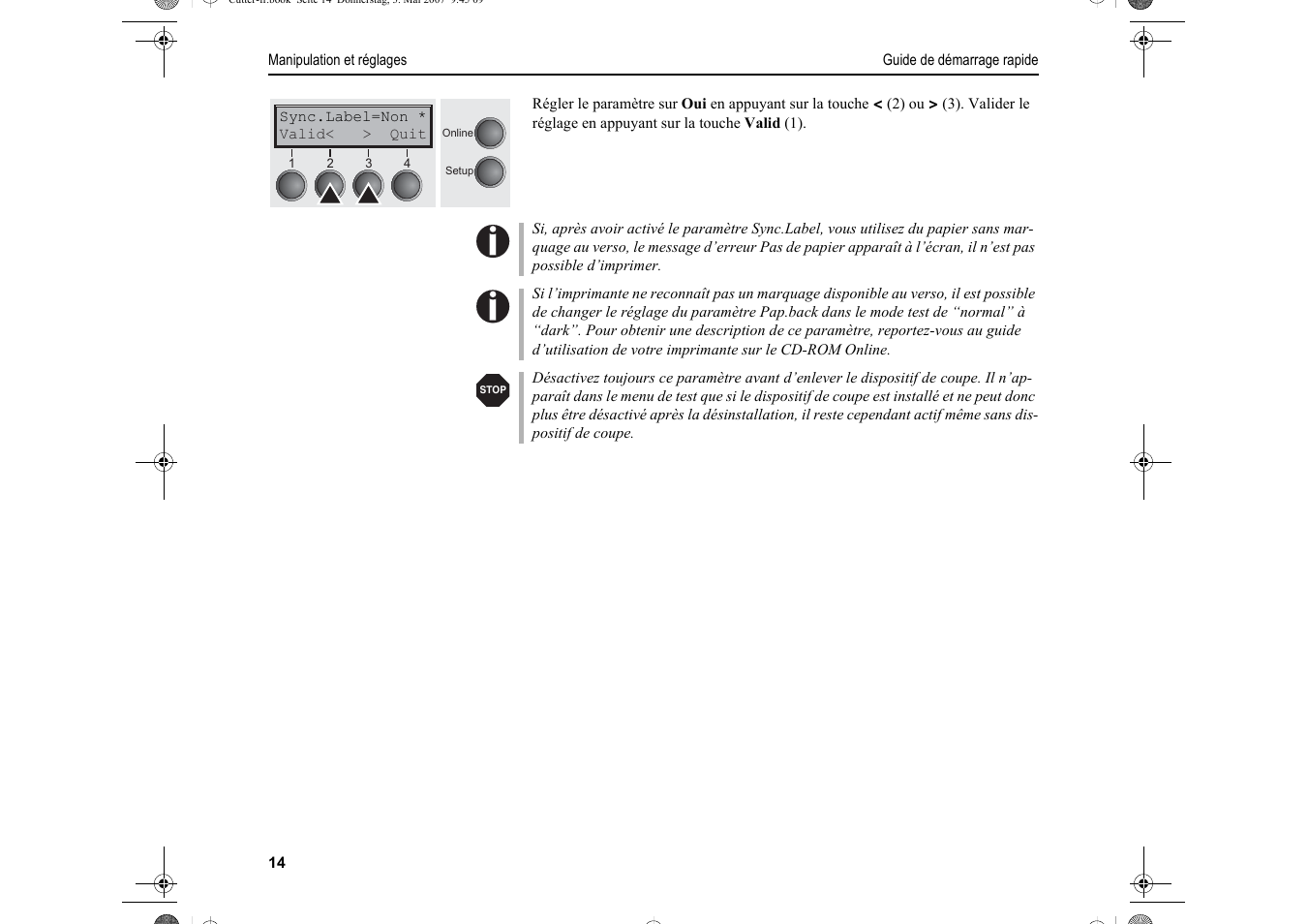 Dascom T2150S Quick Start Guide Cutter Option User Manual | Page 58 / 104