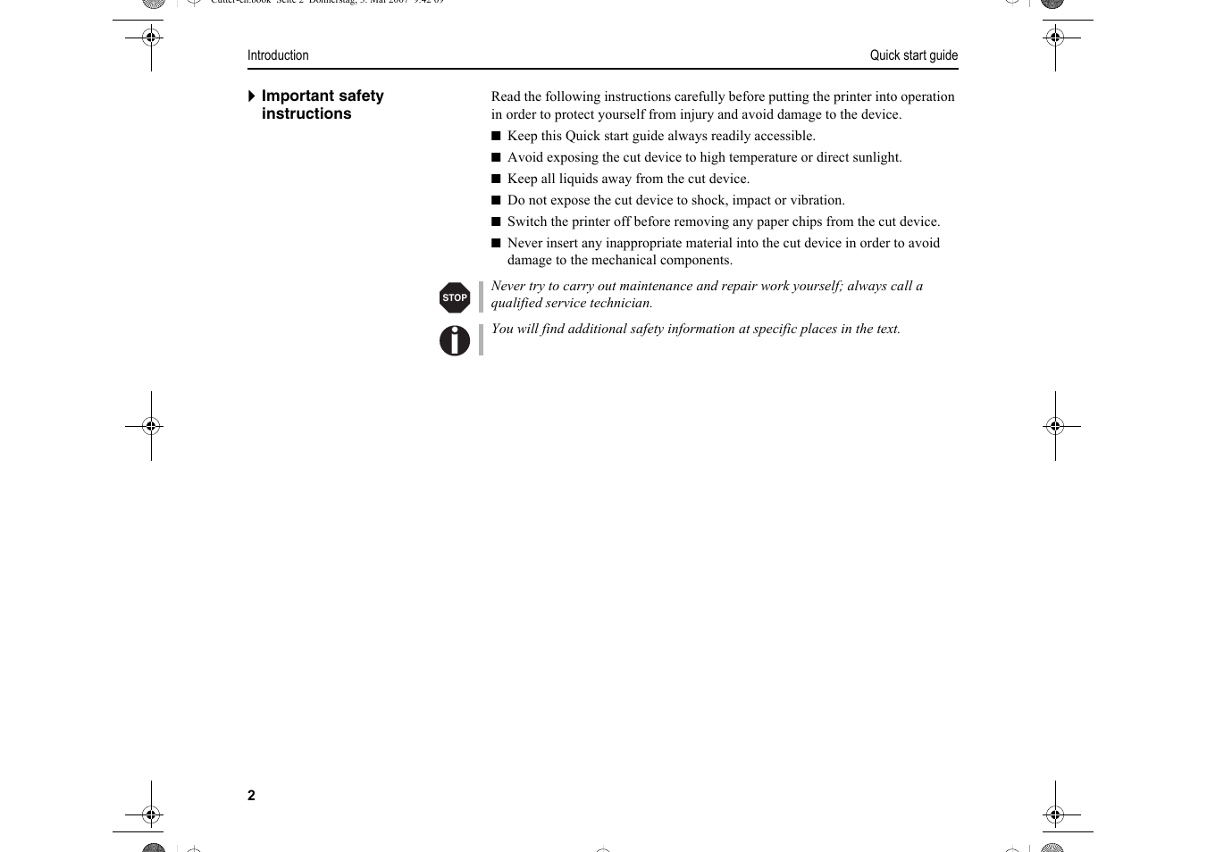 Dascom T2150S Quick Start Guide Cutter Option User Manual | Page 6 / 104