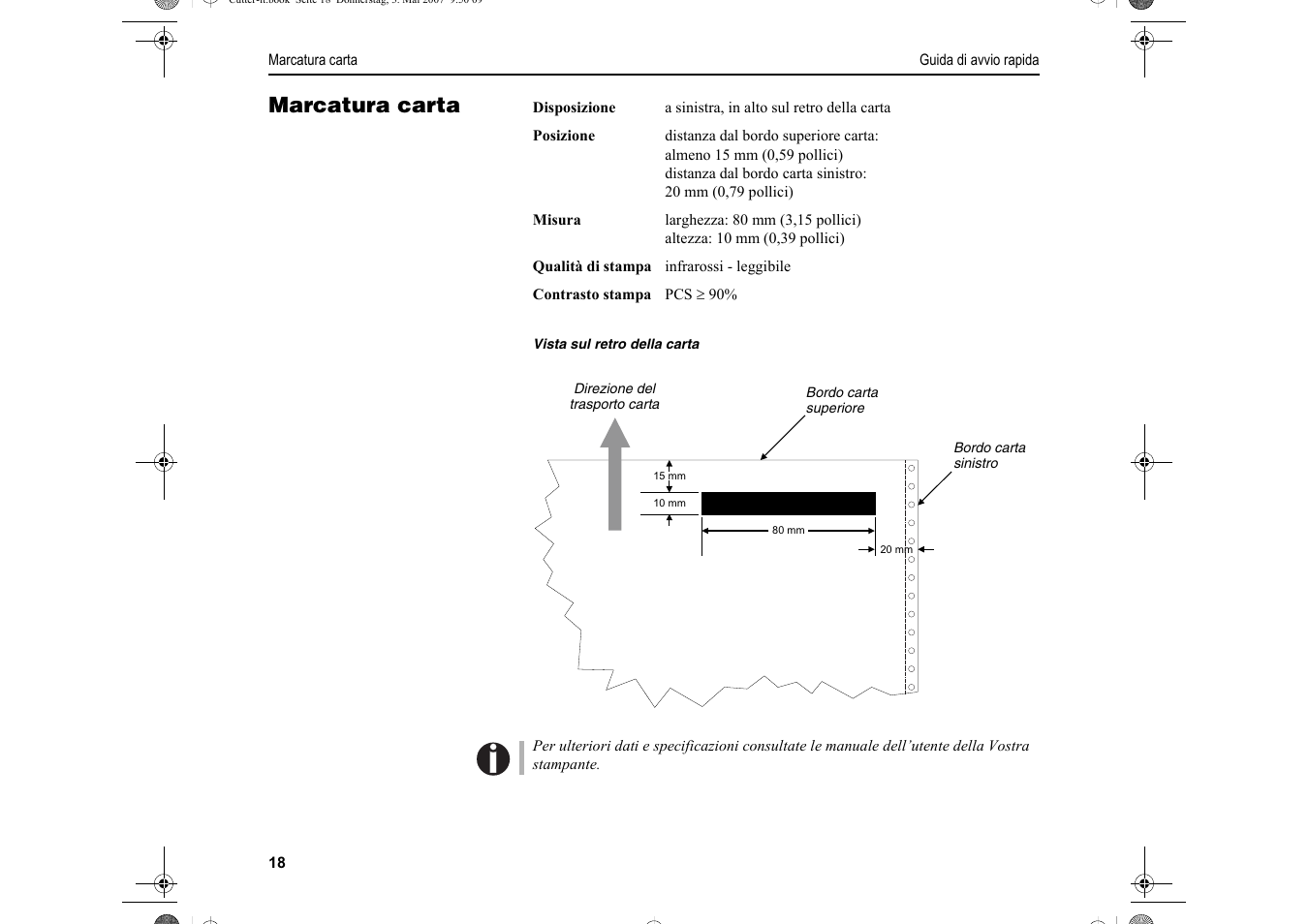 Marcatura carta | Dascom T2150S Quick Start Guide Cutter Option User Manual | Page 82 / 104