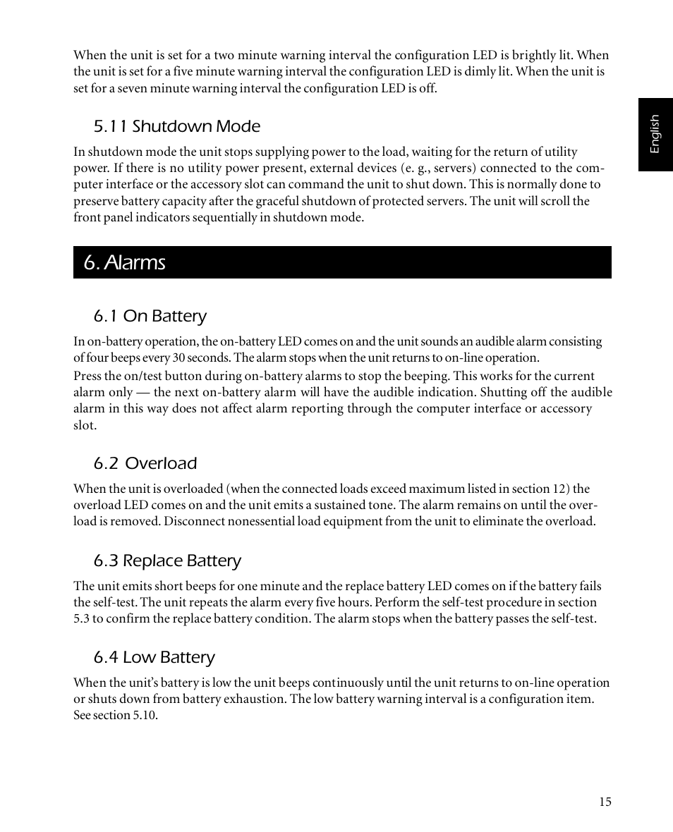 Alarms | APC SMARTUPS Smart-UPS 700 User Manual | Page 19 / 60