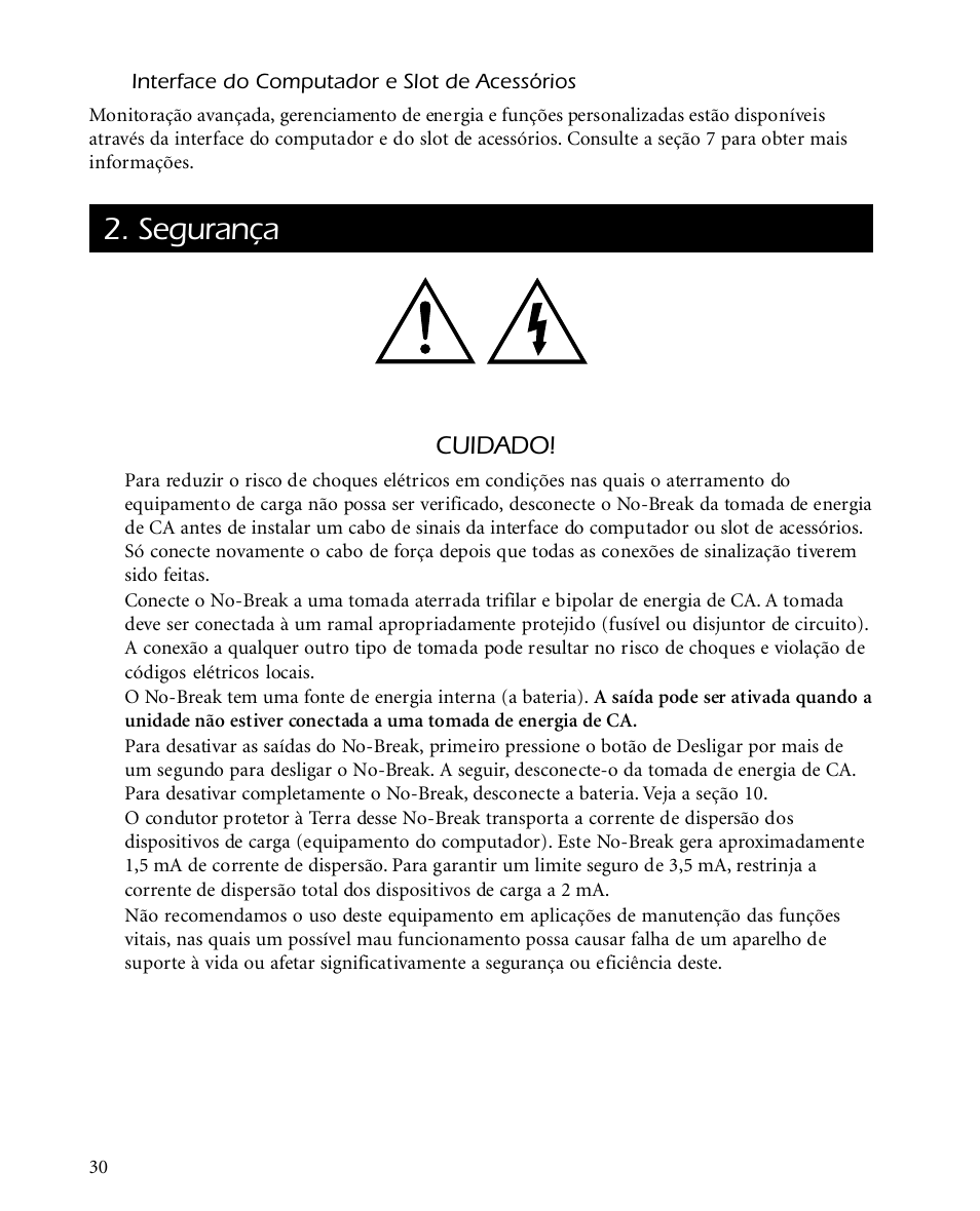 Segurança, Cuidado | APC SMARTUPS Smart-UPS 700 User Manual | Page 34 / 60