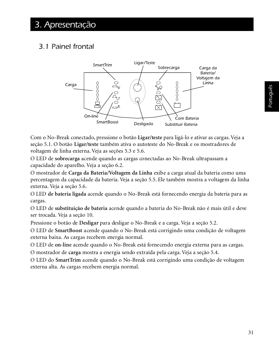 Apresentação | APC SMARTUPS Smart-UPS 700 User Manual | Page 35 / 60