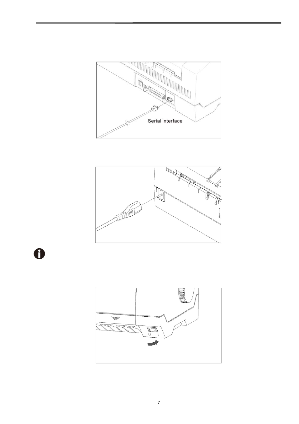 4 serial interface (rs-232c) as option, 5 connecting the power, 6 switch on the printer | Tally dascom 2610 | Dascom 2600 User Guide User Manual | Page 20 / 129