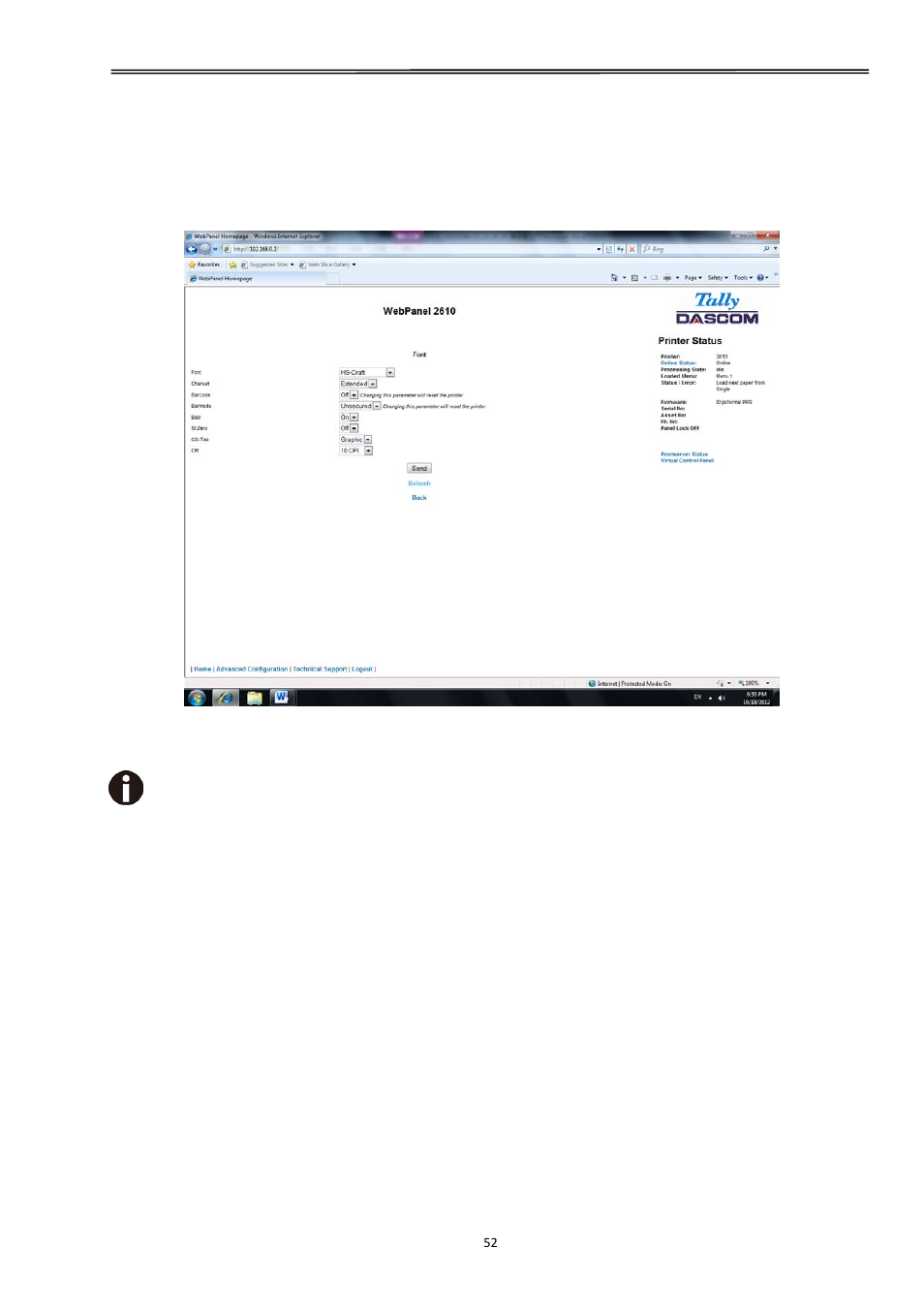 Tally dascom 2610 | Dascom 2600 User Guide User Manual | Page 65 / 129