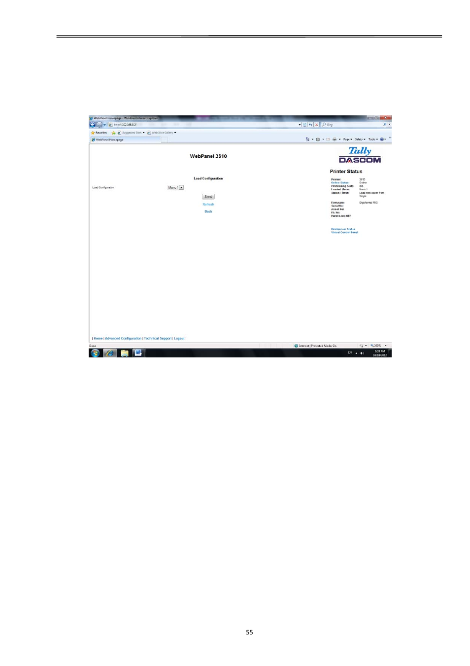 7 load configuration, Tally dascom 2610 | Dascom 2600 User Guide User Manual | Page 68 / 129