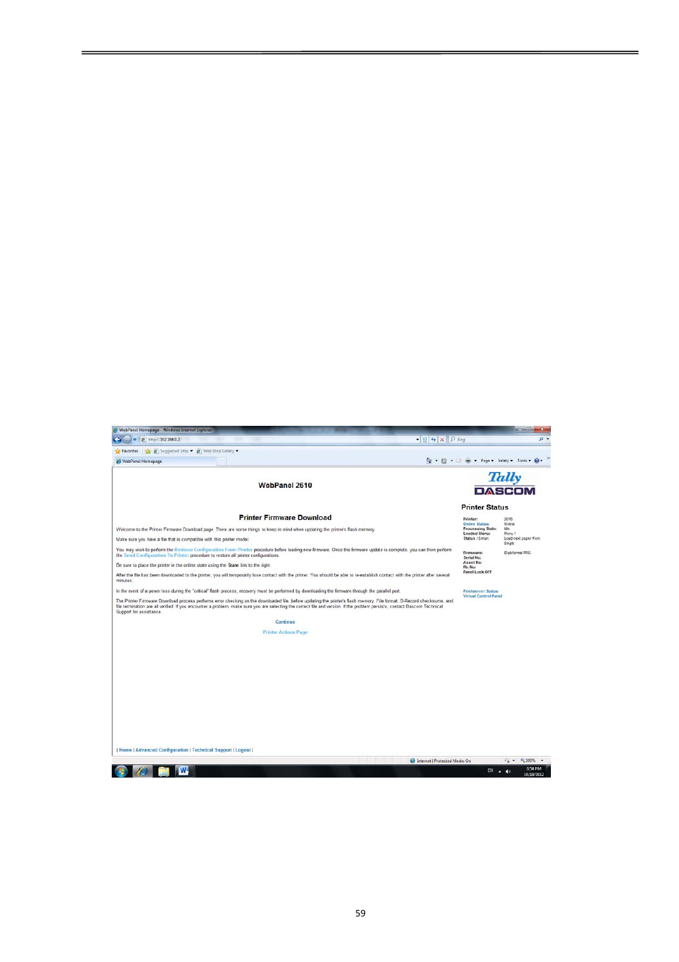 11 report, 12 reset printer, 13 panel lock on/off | 14 download firmware, Tally dascom 2610 | Dascom 2600 User Guide User Manual | Page 72 / 129