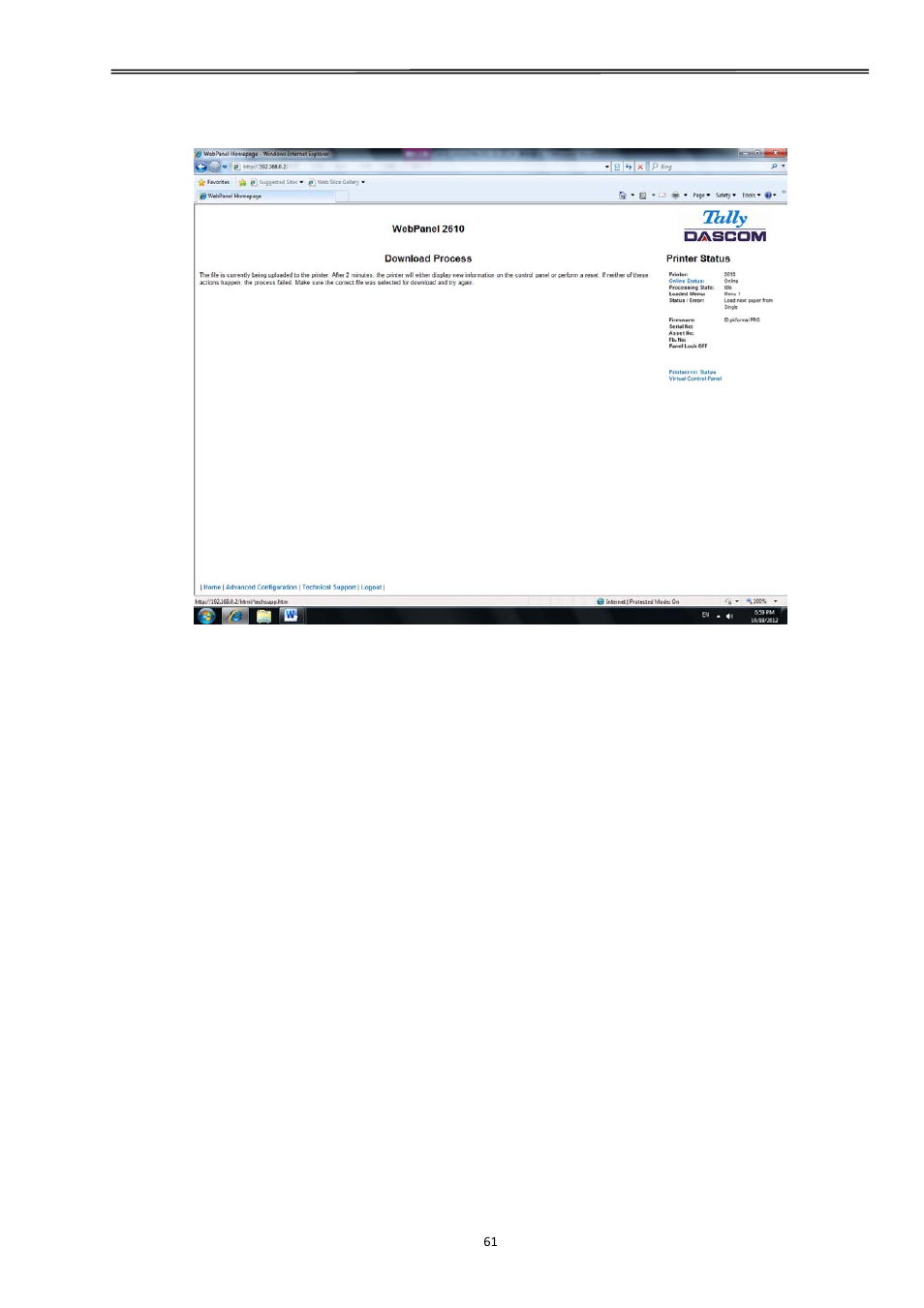 Tally dascom 2610 | Dascom 2600 User Guide User Manual | Page 74 / 129