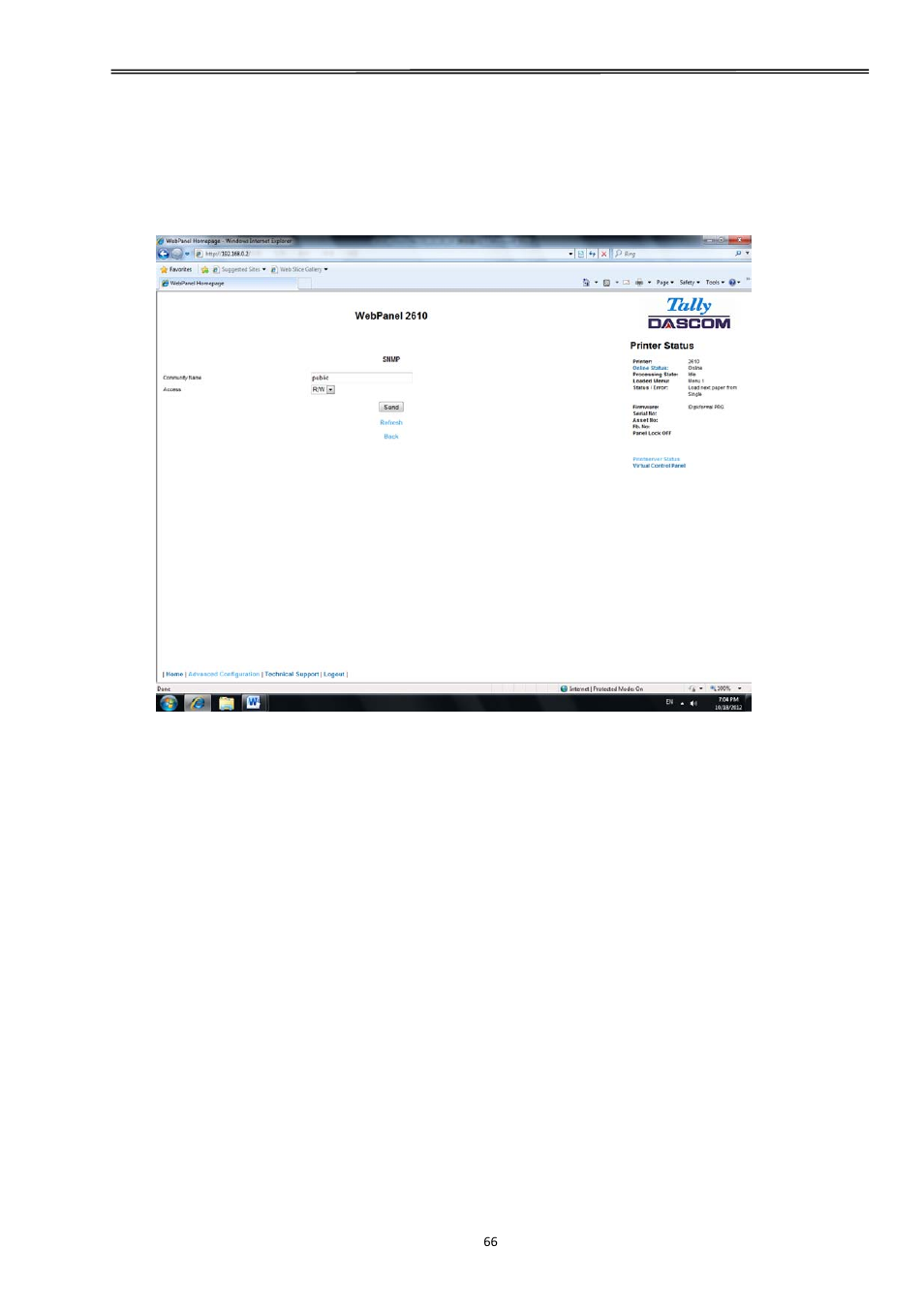 19 snmp, Tally dascom 2610 | Dascom 2600 User Guide User Manual | Page 79 / 129