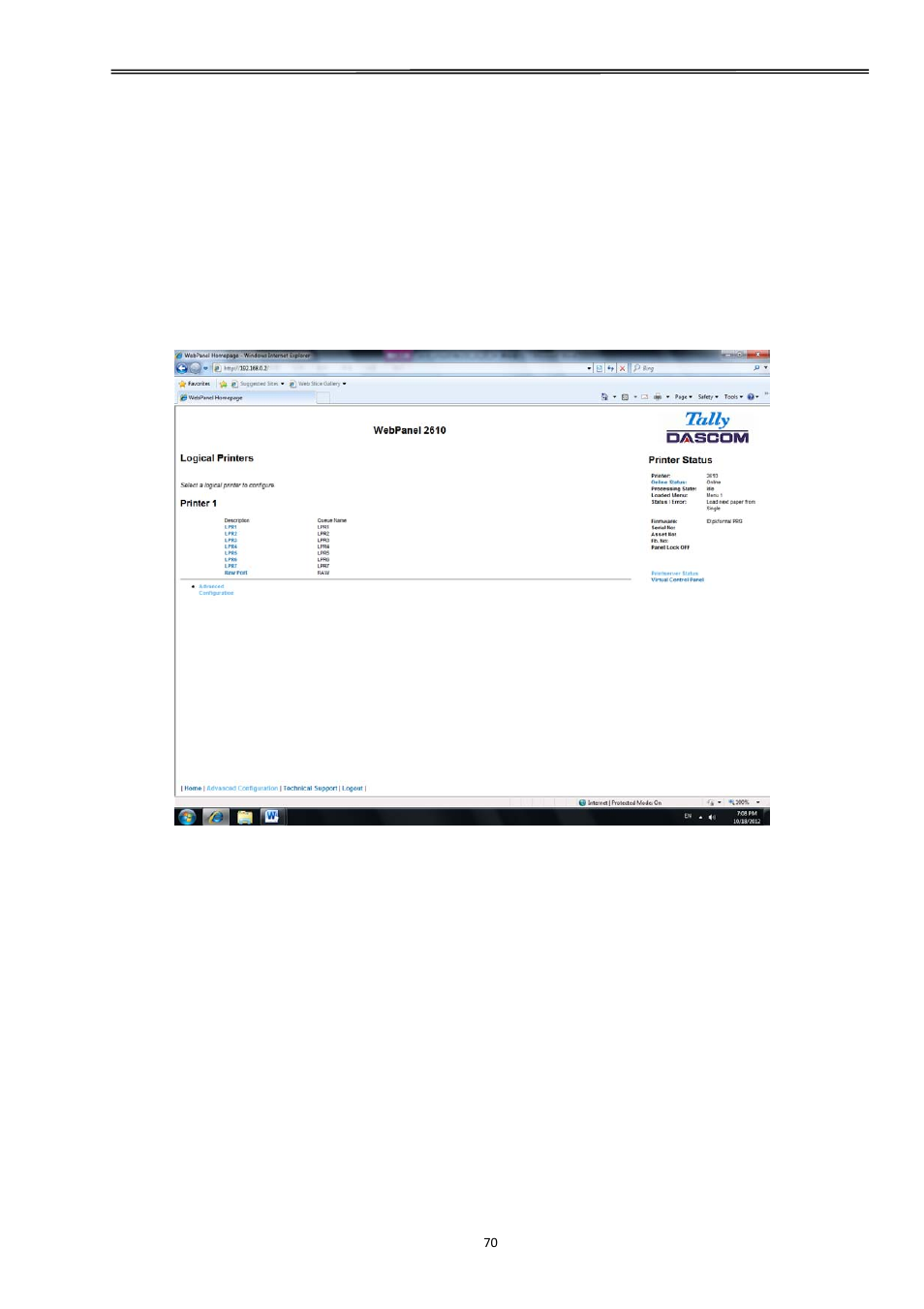 24 logical printers, Tally dascom 2610 | Dascom 2600 User Guide User Manual | Page 83 / 129