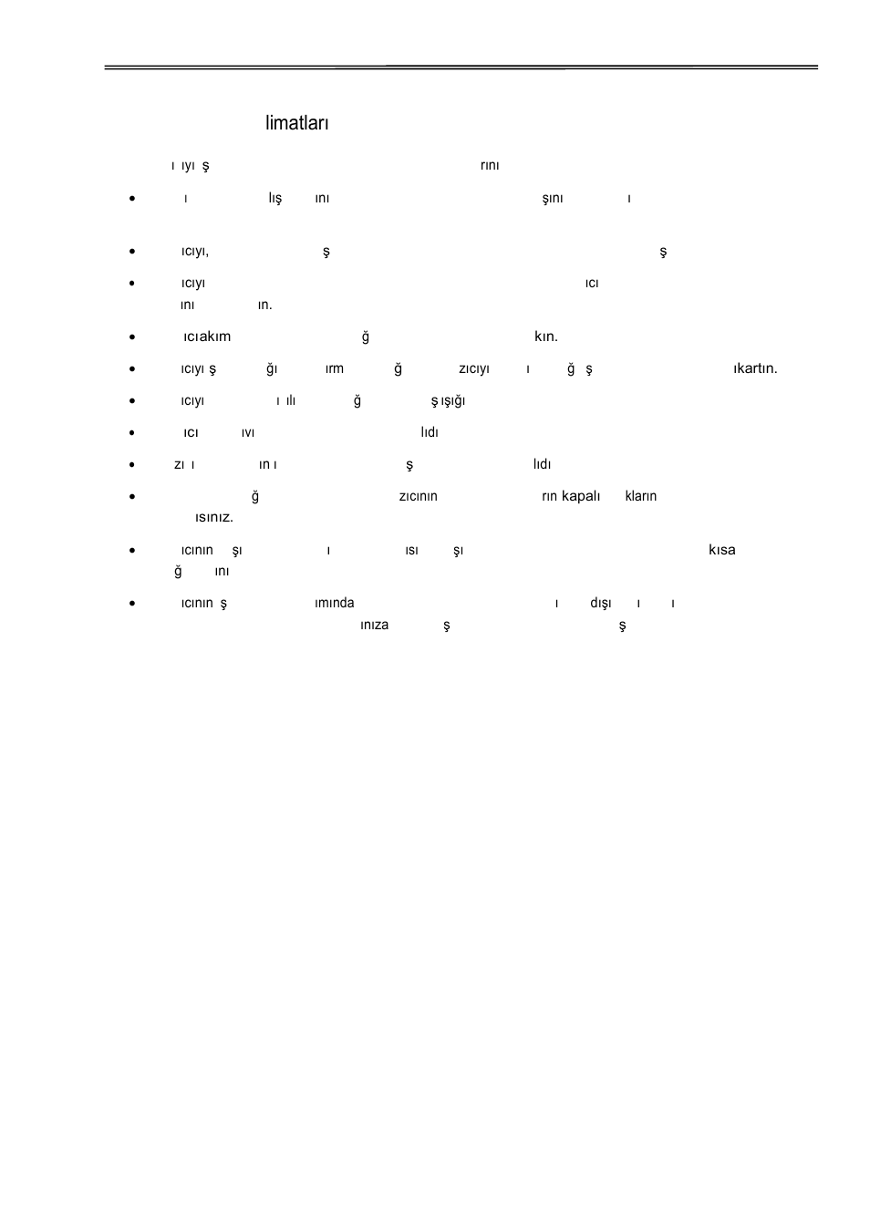 Tally dascom 2610, Önemli güvenlik ta limatları (turkish) | Dascom 2600 User Guide User Manual | Page 9 / 129