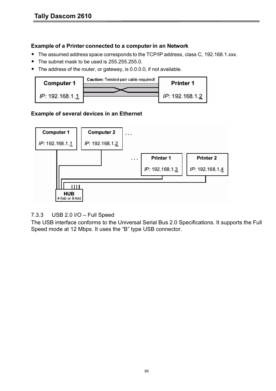 3 usb 2.0 i/o – full speed, Tally dascom 2610 | Dascom 2600 User Guide User Manual | Page 112 / 133