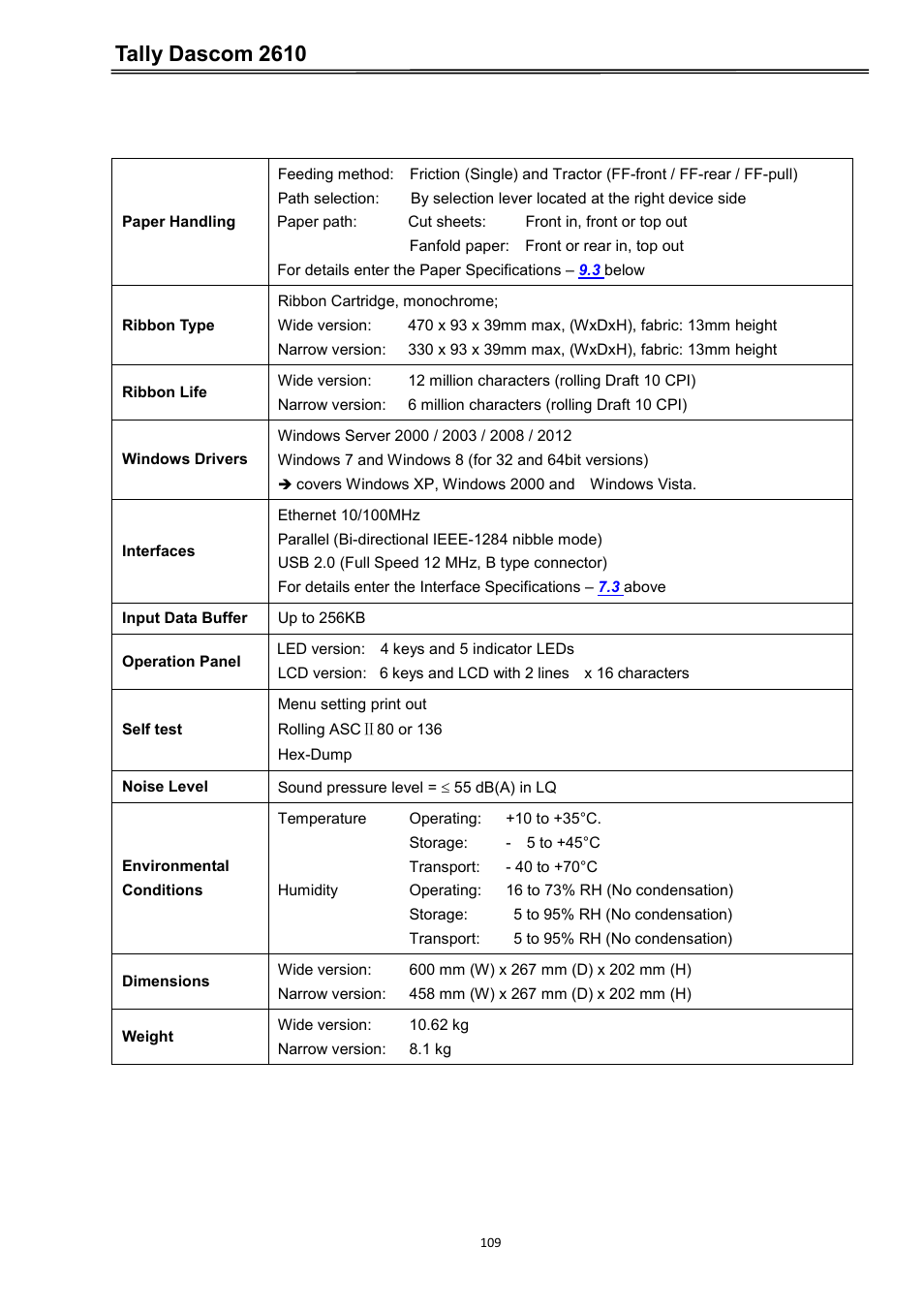 Tally dascom 2610 | Dascom 2600 User Guide User Manual | Page 122 / 133