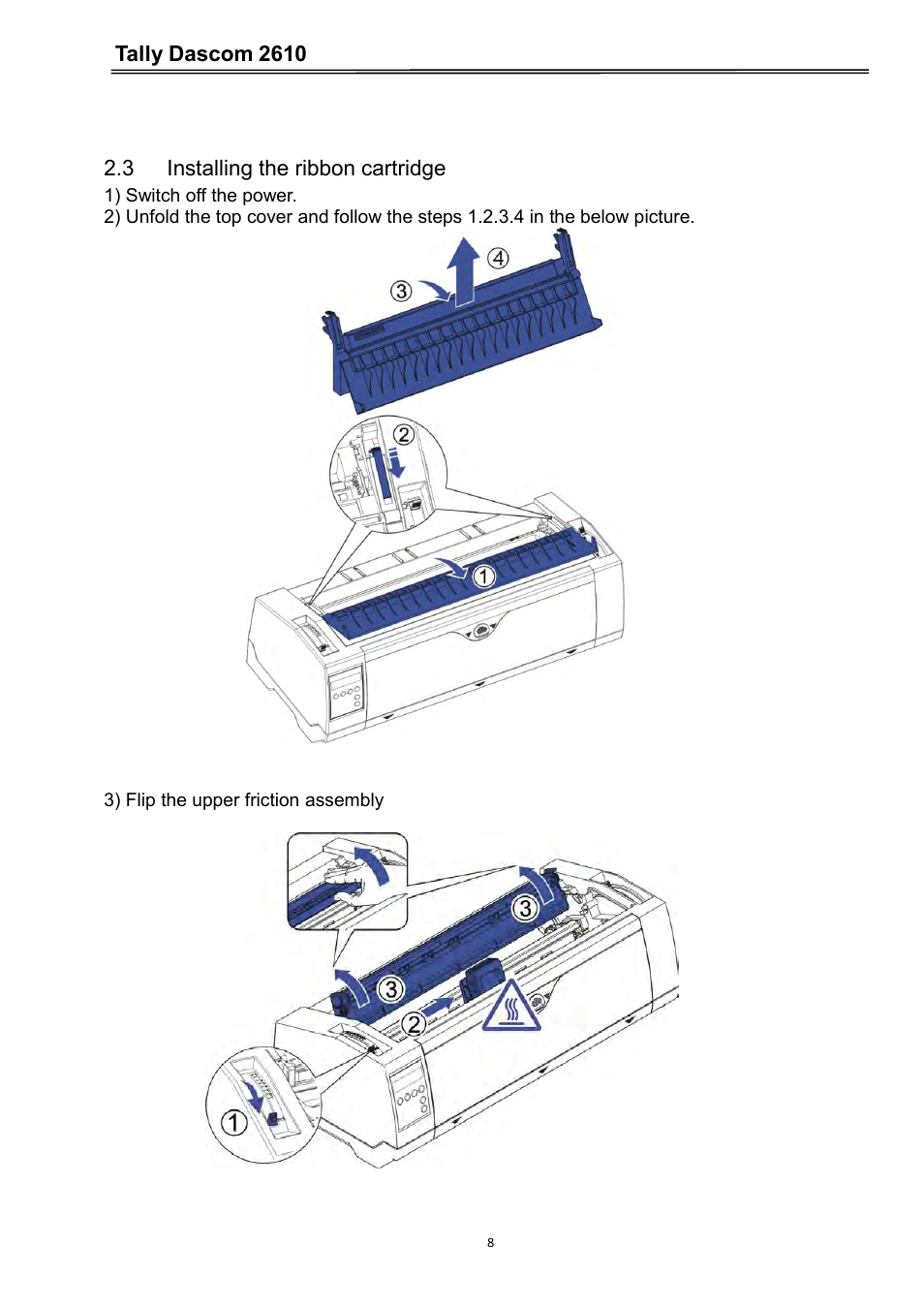 3 installing the ribbon cartridge, Tally dascom 2610 | Dascom 2600 User Guide User Manual | Page 21 / 133