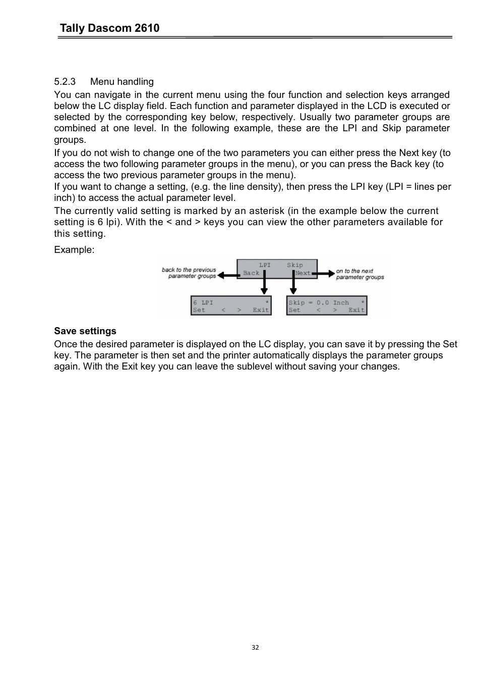 3 menu handling, Tally dascom 2610 | Dascom 2600 User Guide User Manual | Page 45 / 133