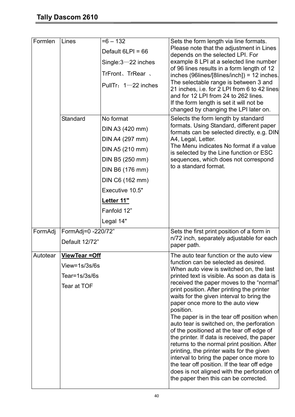 Tally dascom 2610 | Dascom 2600 User Guide User Manual | Page 53 / 133