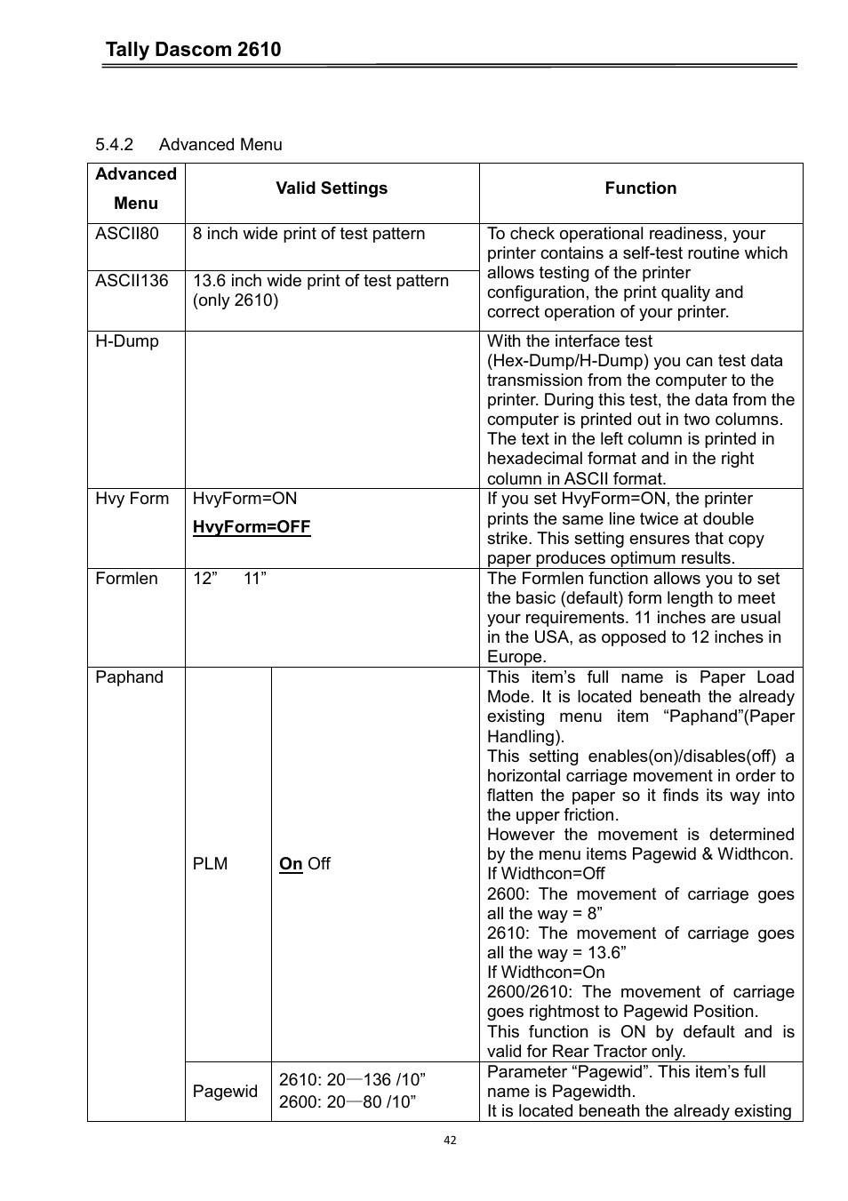 2 advanced menu | Dascom 2600 User Guide User Manual | Page 55 / 133