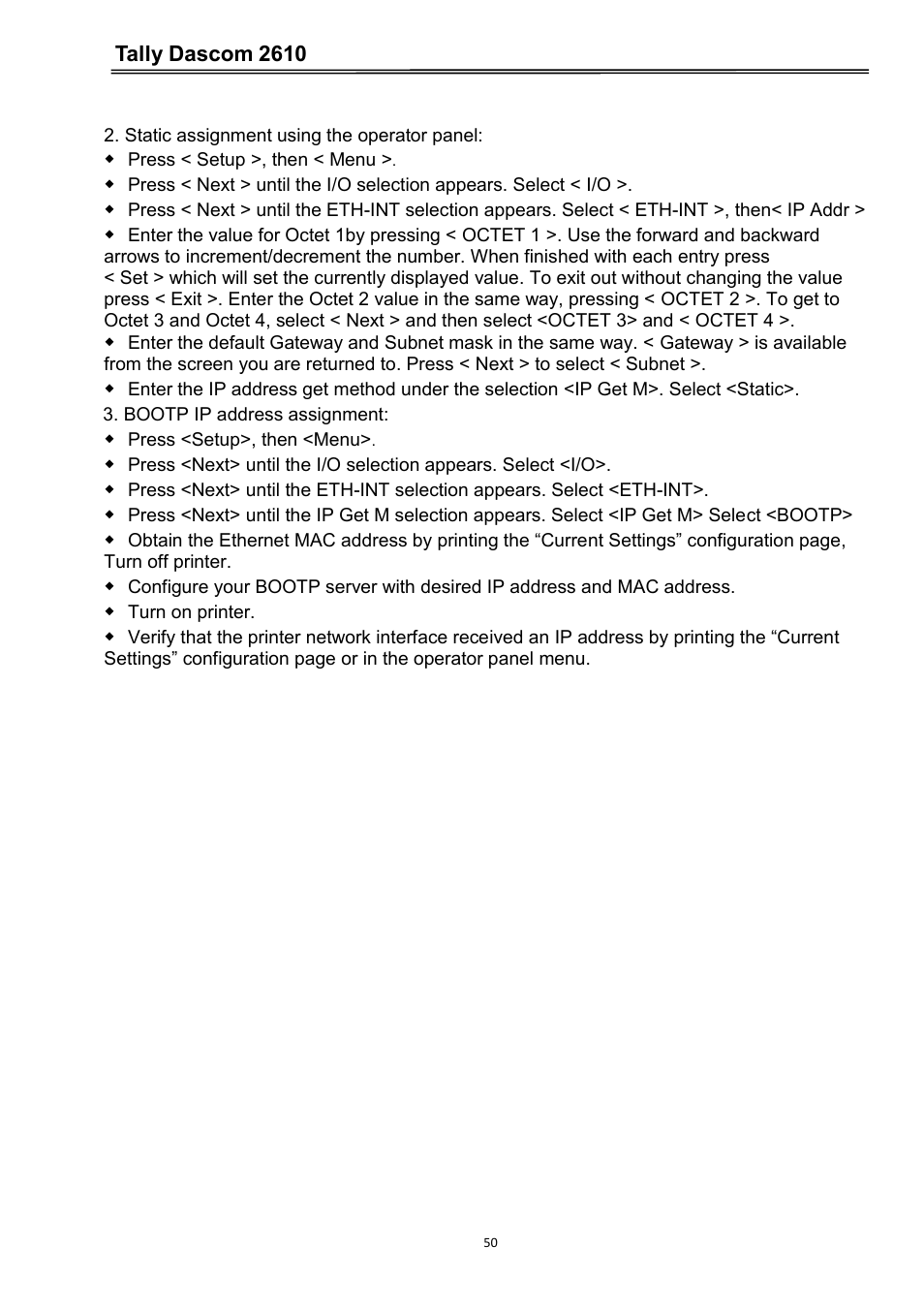 Tally dascom 2610 | Dascom 2600 User Guide User Manual | Page 63 / 133