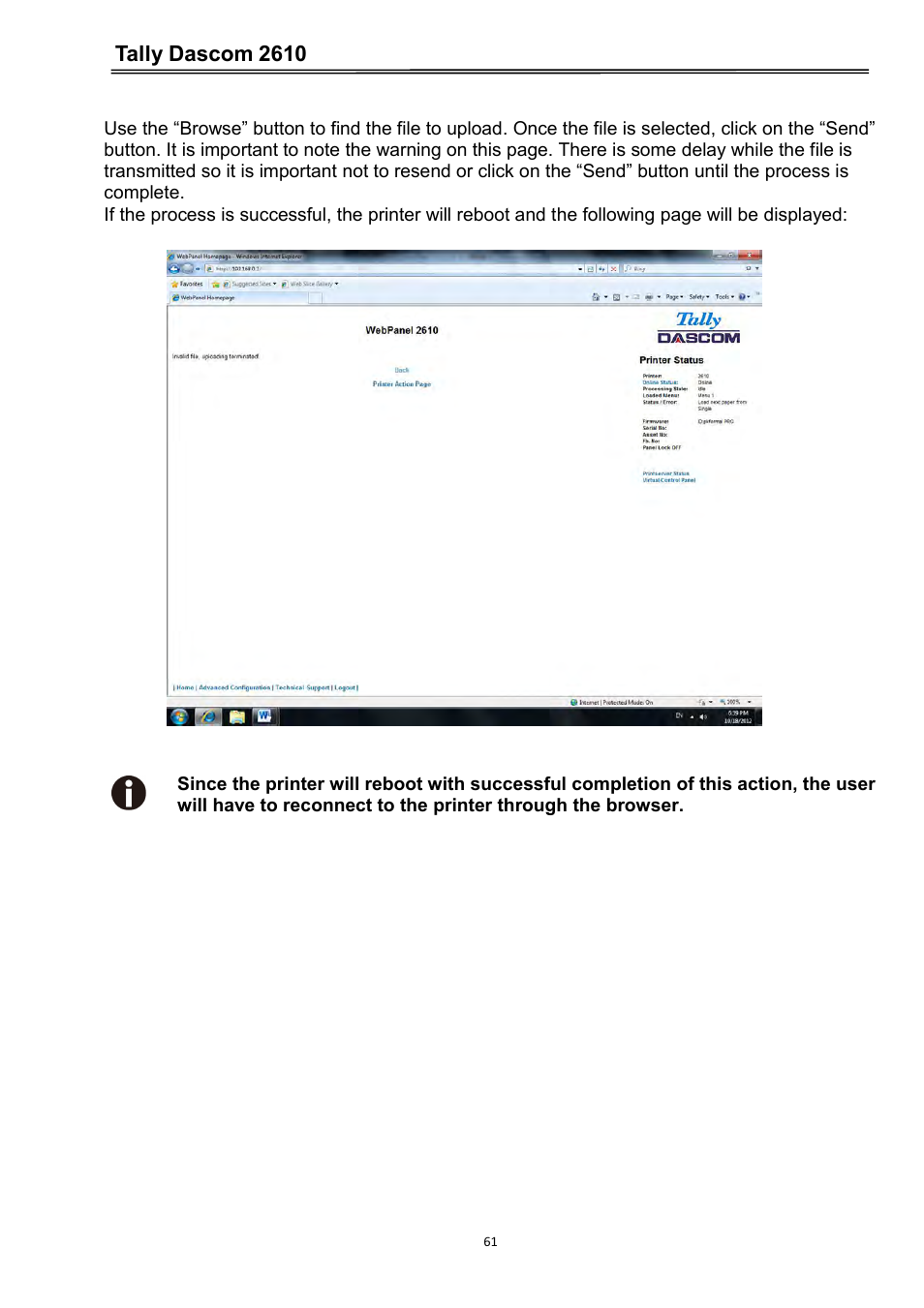 Tally dascom 2610 | Dascom 2600 User Guide User Manual | Page 74 / 133