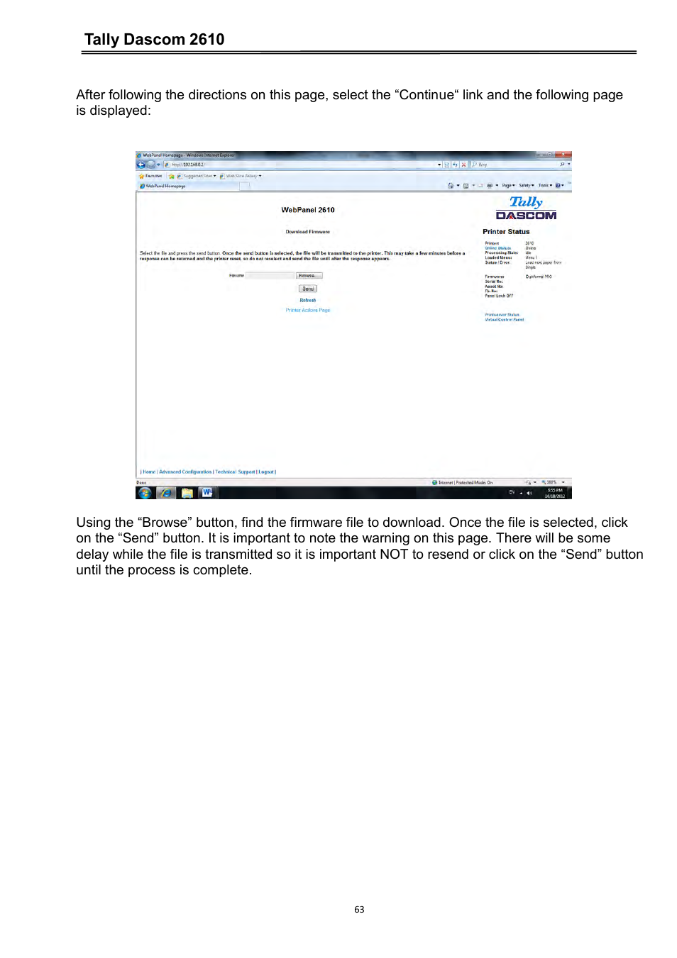 Tally dascom 2610 | Dascom 2600 User Guide User Manual | Page 76 / 133