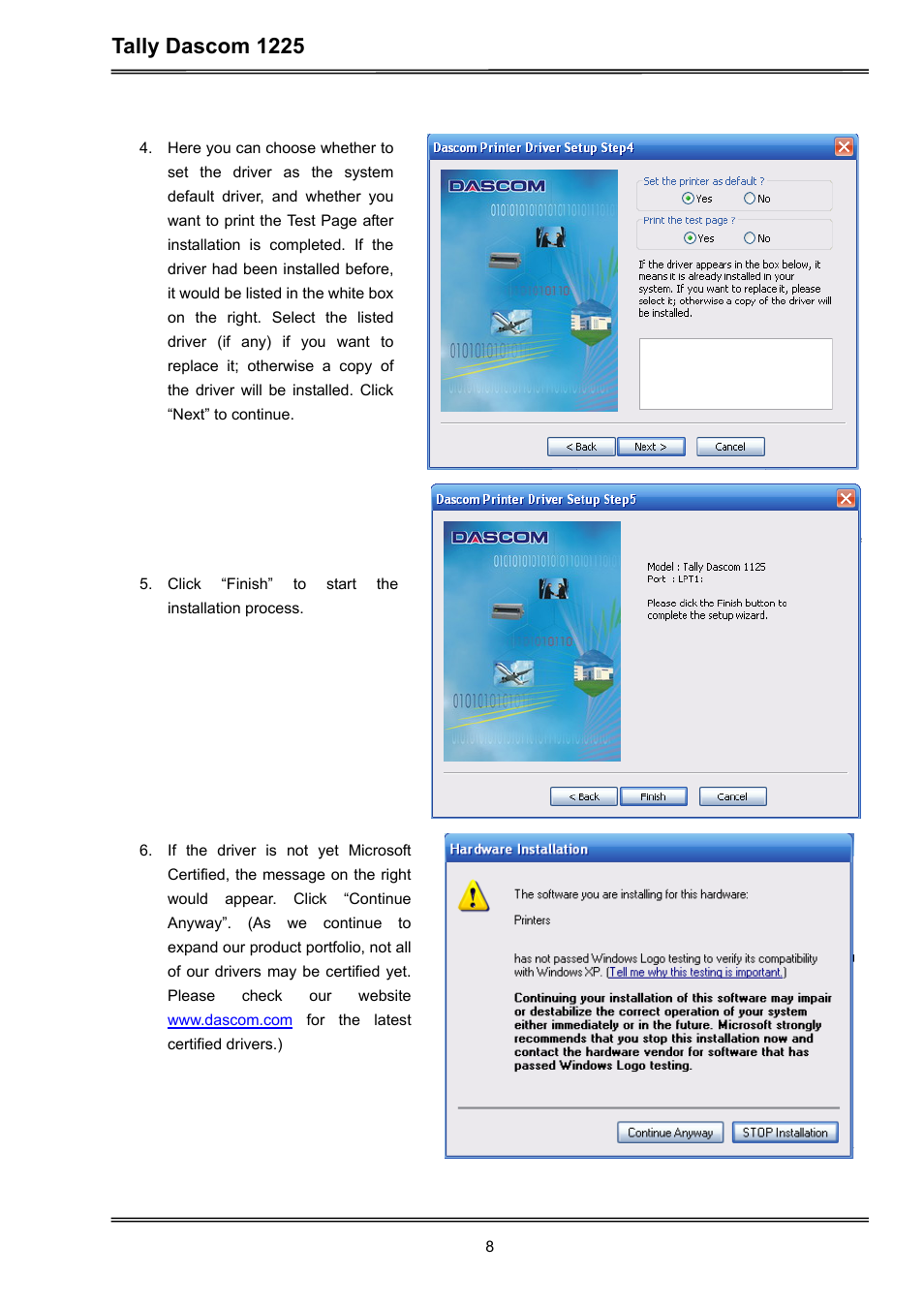 Tally dascom 1225 | Dascom 1225 User Guide User Manual | Page 22 / 100