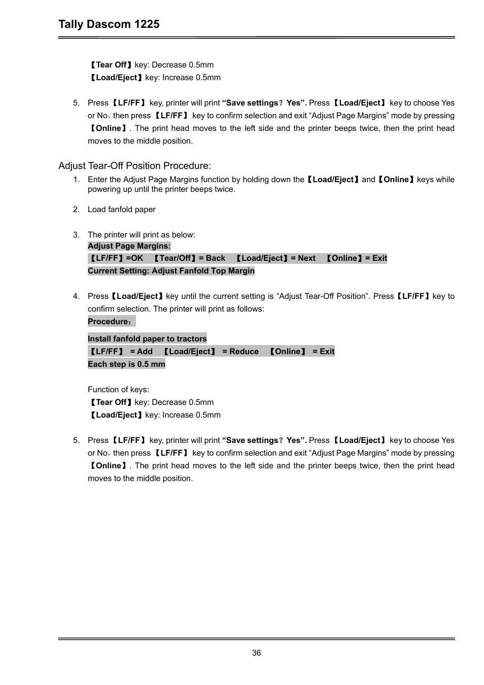 Tally dascom 1225 | Dascom 1225 User Guide User Manual | Page 50 / 100