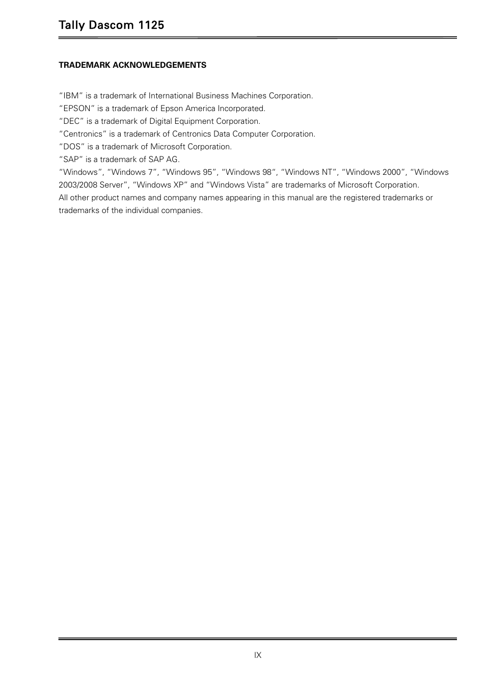 Tally dascom 1125 | Dascom 1125 User Guide User Manual | Page 11 / 104