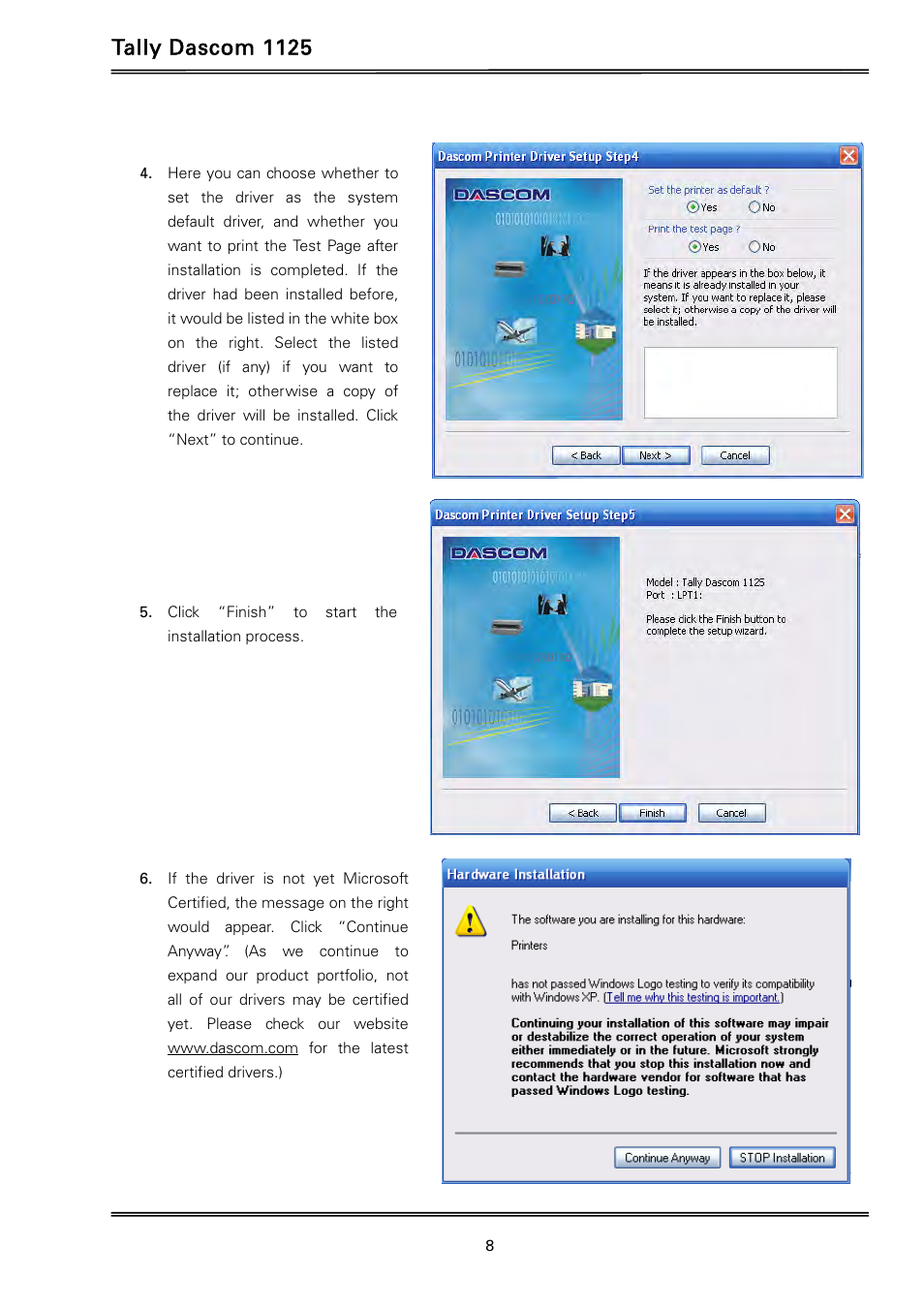 Tally dascom 1125 | Dascom 1125 User Guide User Manual | Page 22 / 104