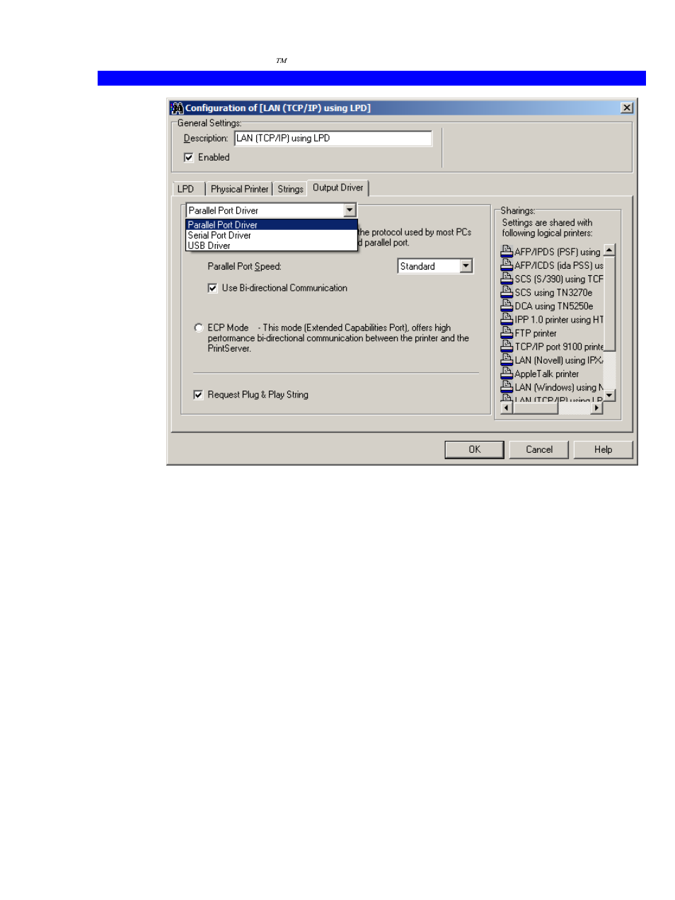 4 network settings, Network settings, Click output driver | Figure 14 | Dascom TallyCom III Getting started with PrintGuide User Manual | Page 19 / 24
