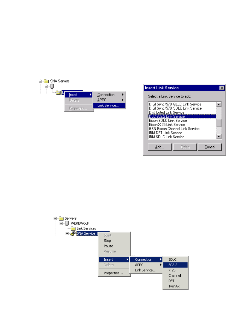 2 sna server configuration – create a link, 3 sna server configuration – create a connection, Sna server configuration – create a link | Sna server configuration – create a connection | Dascom TallyCom III IBM AS400/iSeries Host Print Set-up Guide User Manual | Page 16 / 35