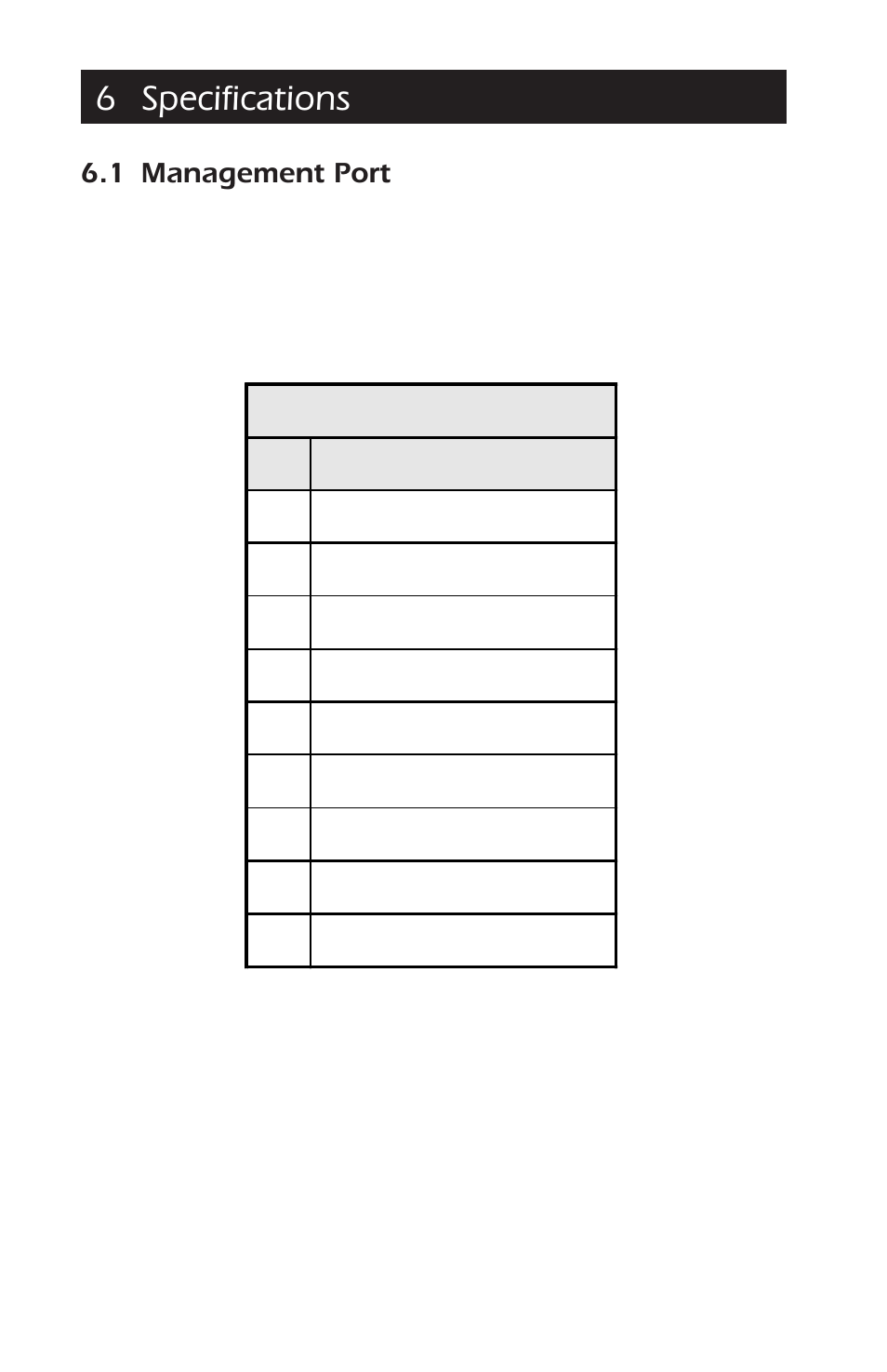 6 specifications, 1 management port | APC AP9608 User Manual | Page 44 / 52