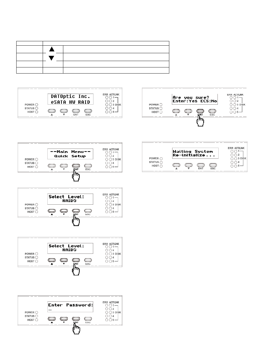 Configure raid subsystems on lcd | DATOptic RM5­R5 User Manual | Page 2 / 5