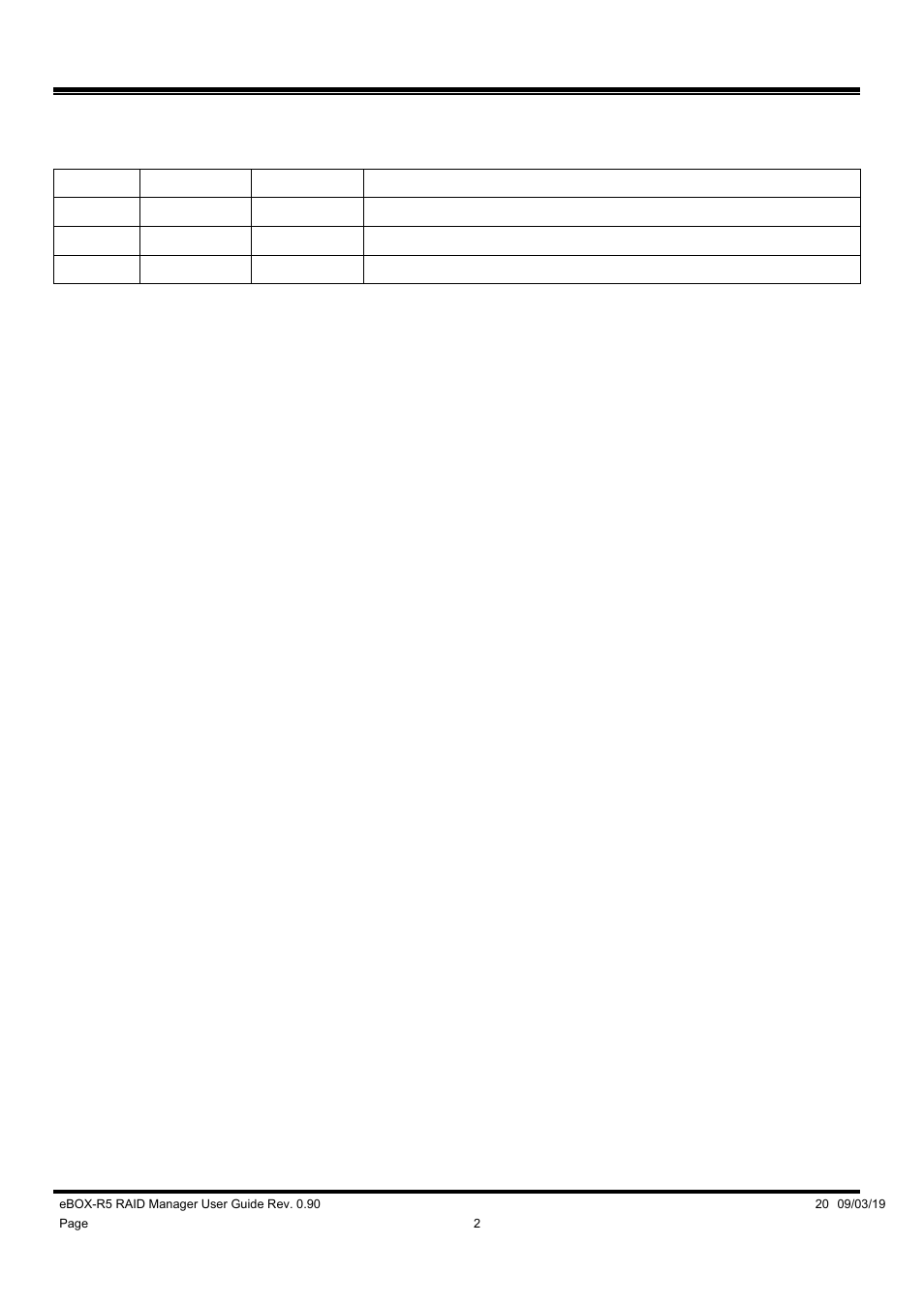 Revision history | DATOptic eBOX-R5 RAID Manager User Manual | Page 2 / 26