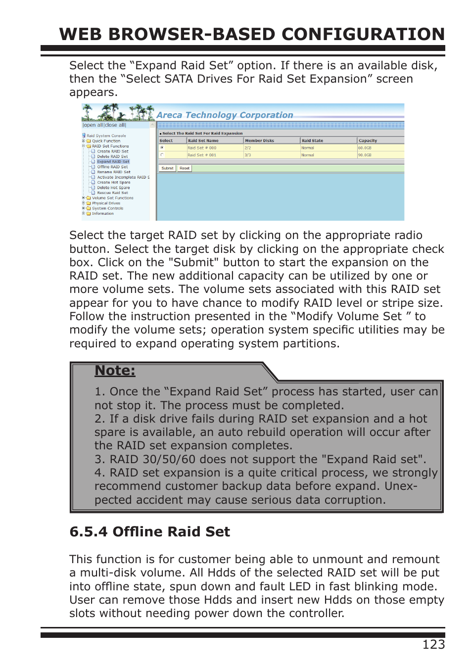 Web browser-based configuration, 4 offline raid set | DATOptic RM12-S6.TB - Rackmount User Manual | Page 14 / 90