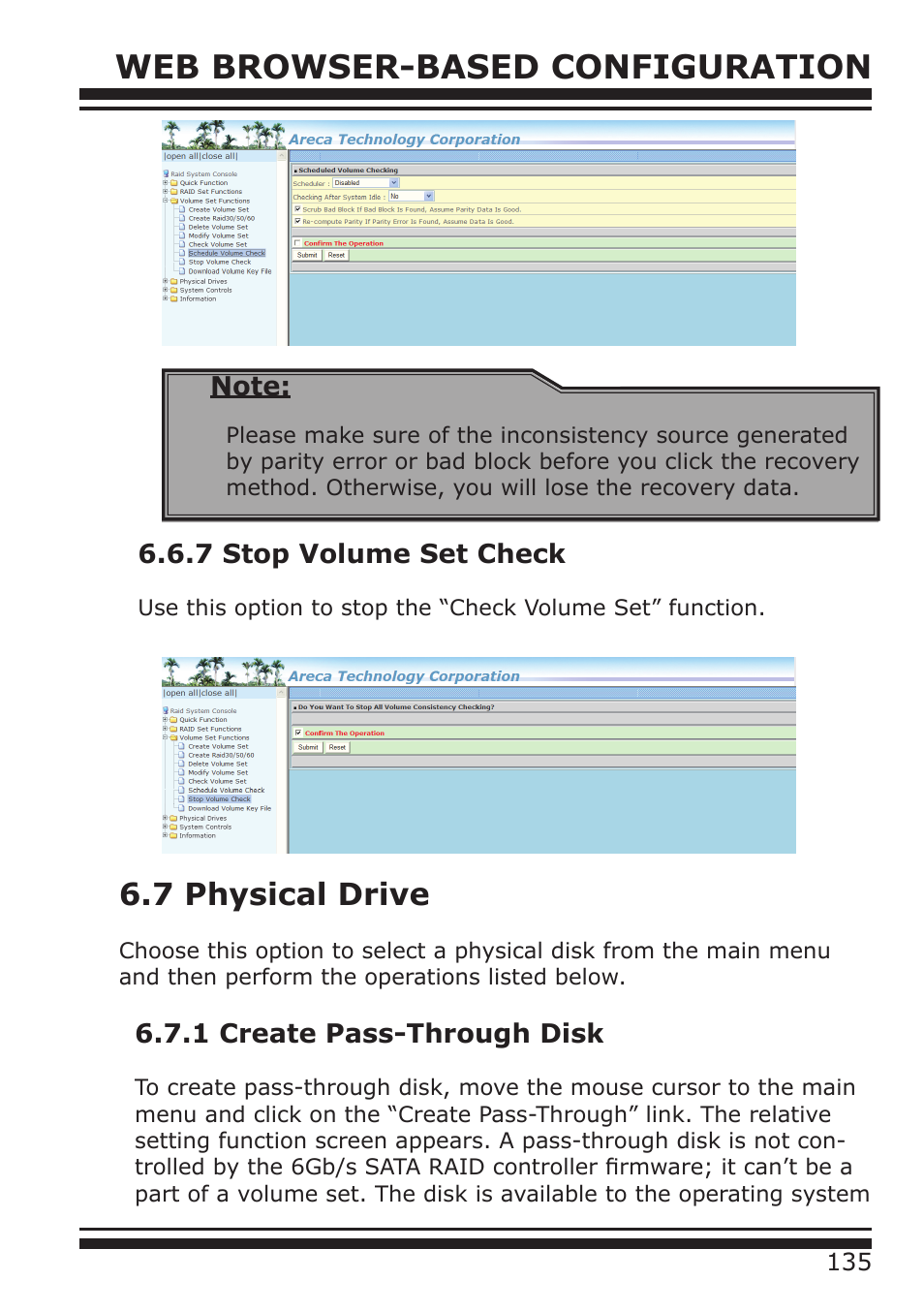 Web browser-based configuration, 7 physical drive | DATOptic RM12-S6.TB - Rackmount User Manual | Page 26 / 90