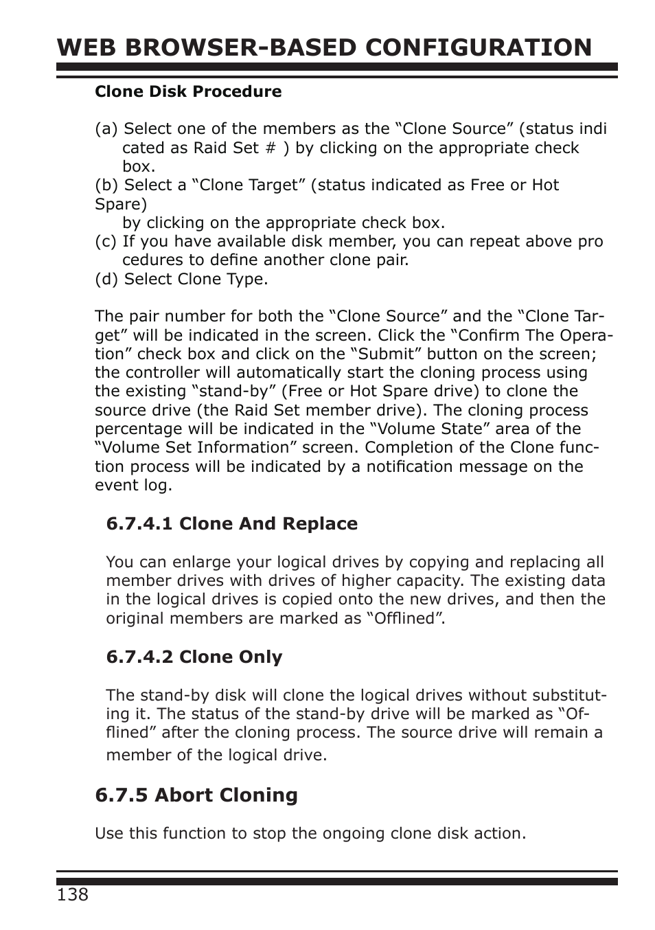 Web browser-based configuration, 5 abort cloning | DATOptic RM12-S6.TB - Rackmount User Manual | Page 29 / 90