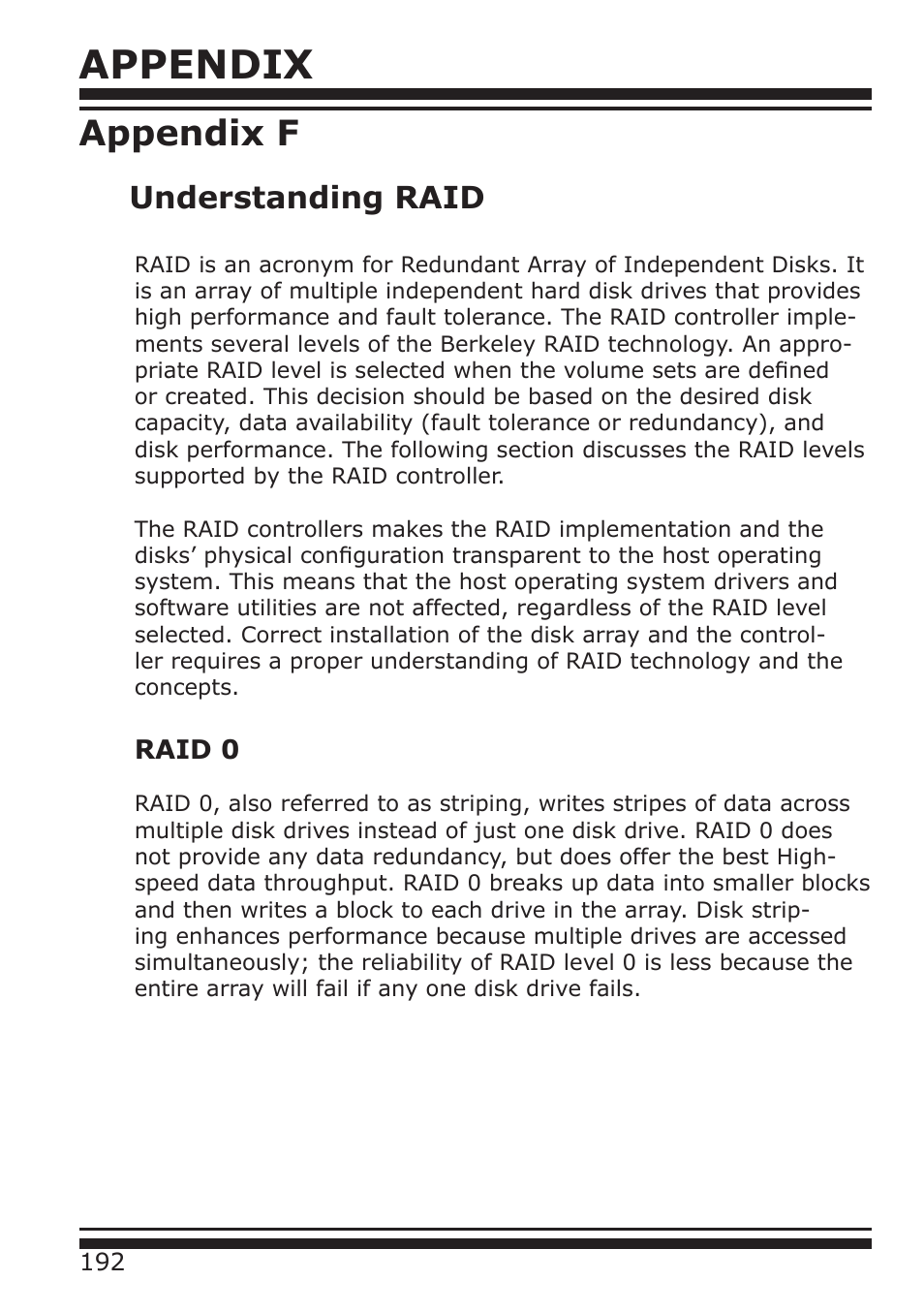 Appendix, Appendix f, Understanding raid | DATOptic RM12-S6.TB - Rackmount User Manual | Page 83 / 90