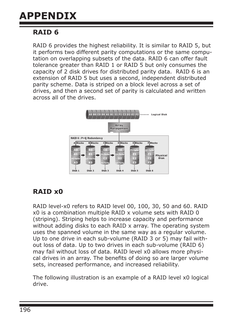 Appendix, Raid 6, Raid x0 | DATOptic RM12-S6.TB - Rackmount User Manual | Page 87 / 90