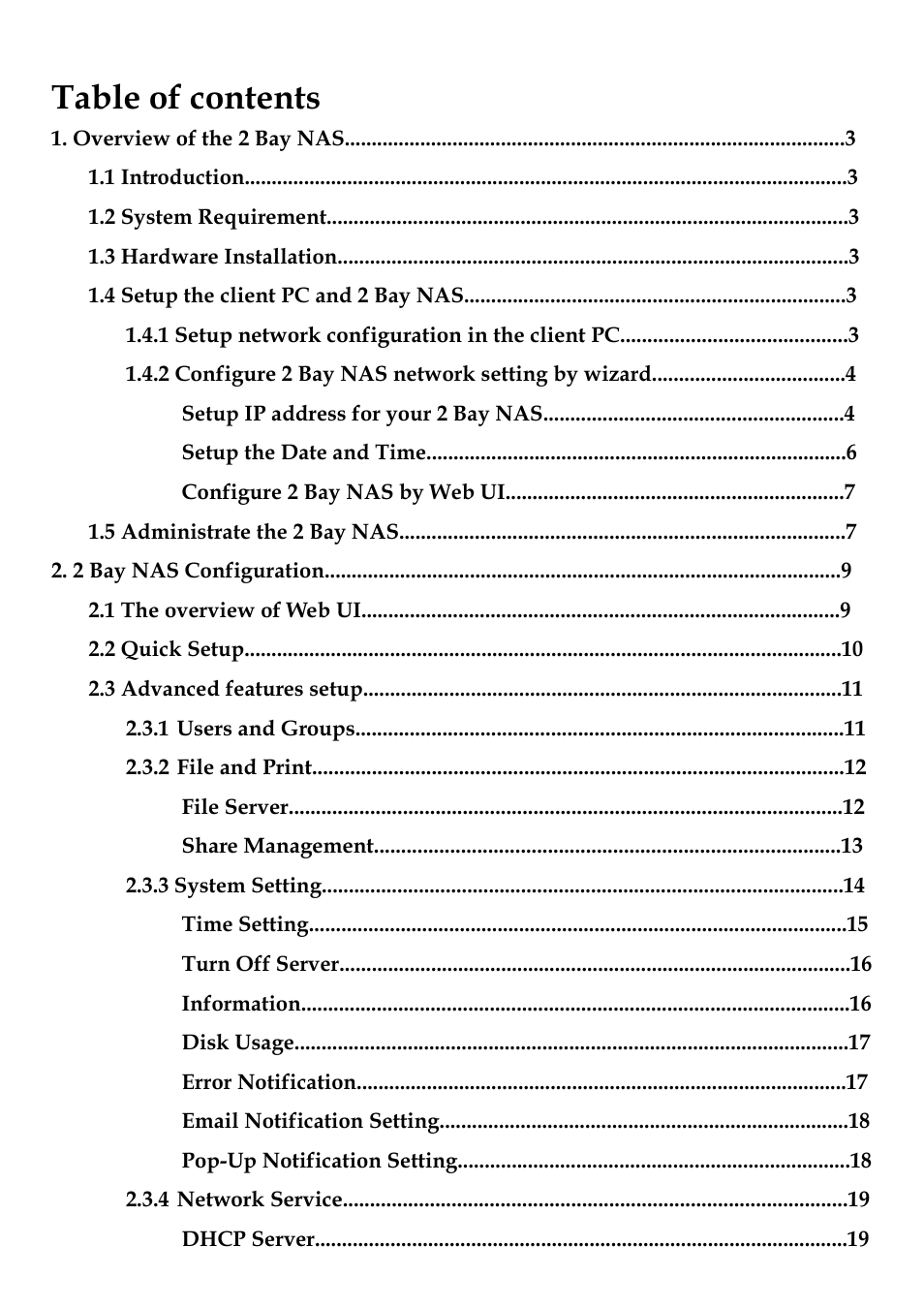 DATOptic 2BAY_NAS User Manual | Page 2 / 38