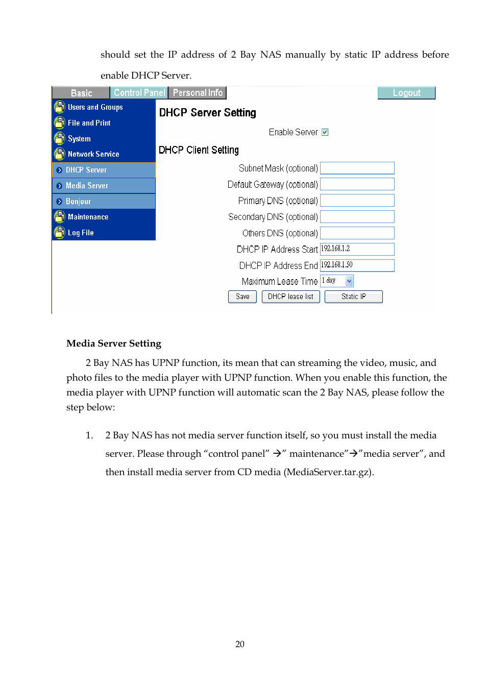 DATOptic 2BAY_NAS User Manual | Page 21 / 38
