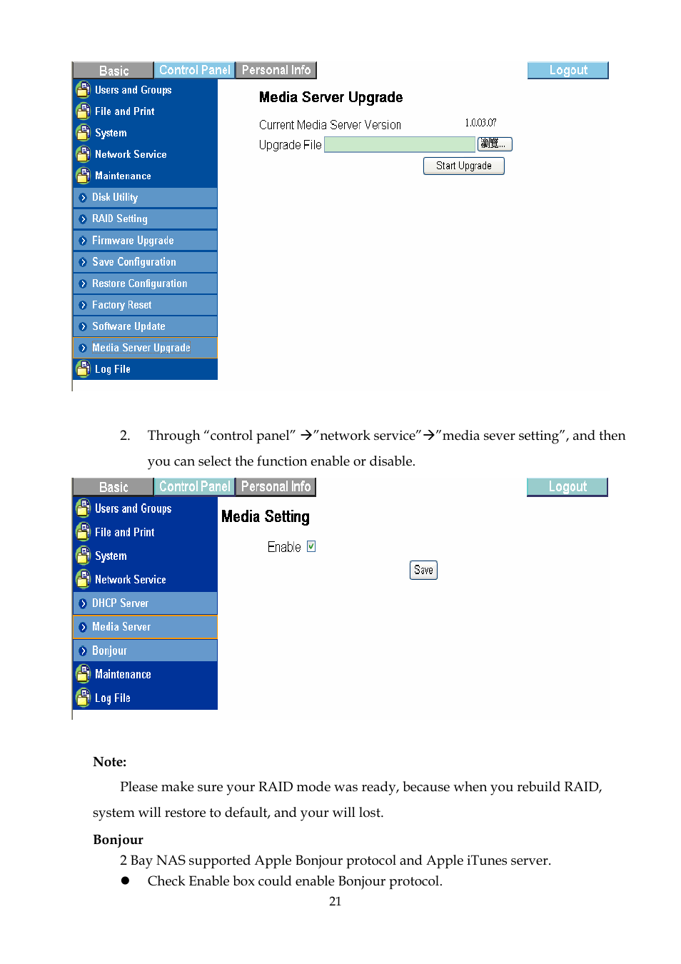 DATOptic 2BAY_NAS User Manual | Page 22 / 38