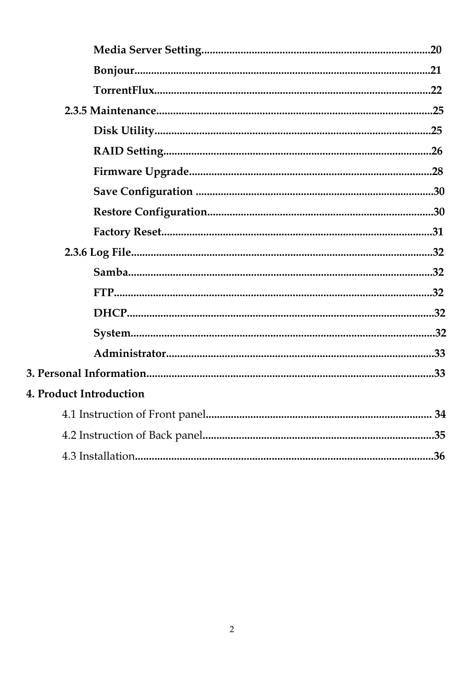 DATOptic 2BAY_NAS User Manual | Page 3 / 38
