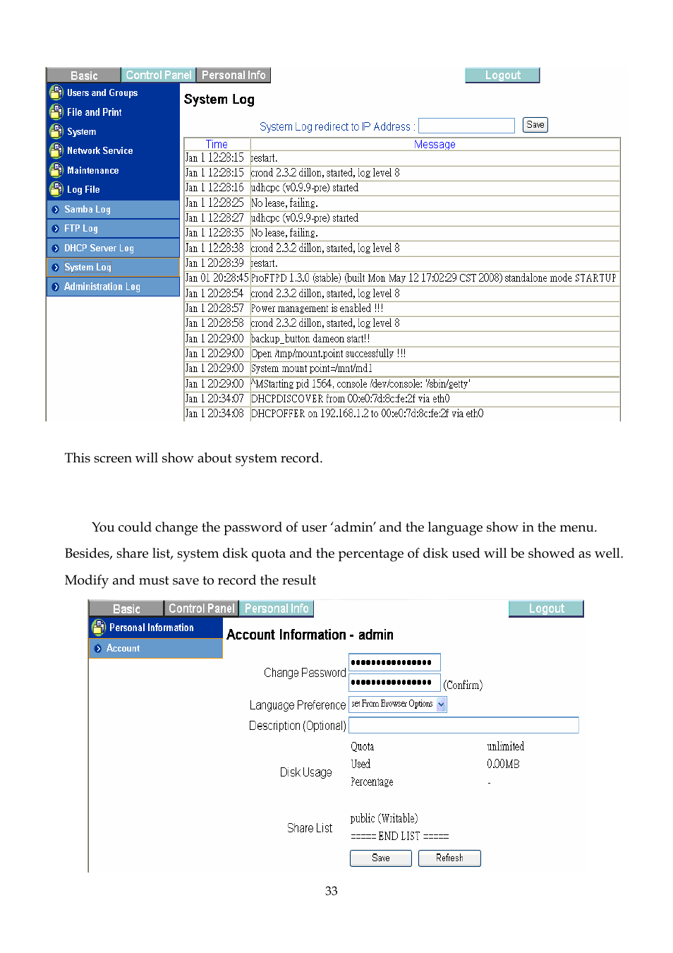 Personal information | DATOptic 2BAY_NAS User Manual | Page 34 / 38